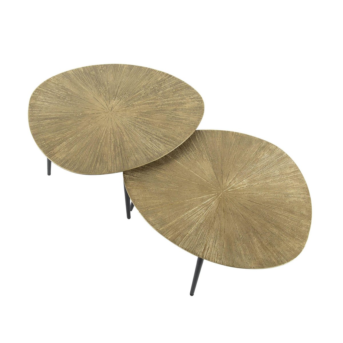 Table basse organique, motif soleil (lot de 2) RALF doré, PIER IMPORT