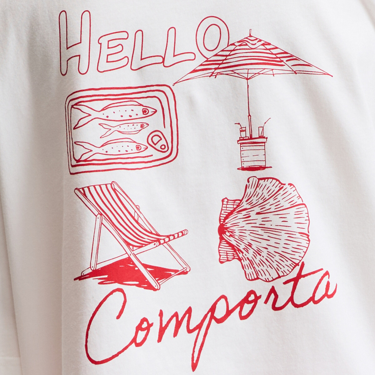 T-shirt col rond manches courtes imprimé au dos ecru, LA REDOUTE COLLECTIONS