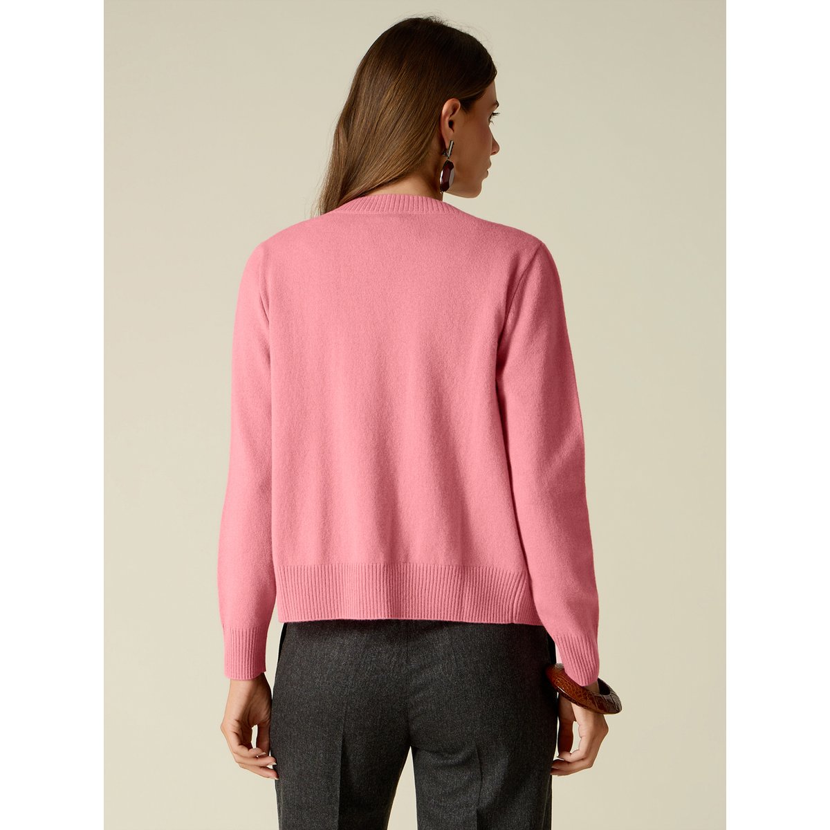 Cardigan à col en V rose, OLTRE