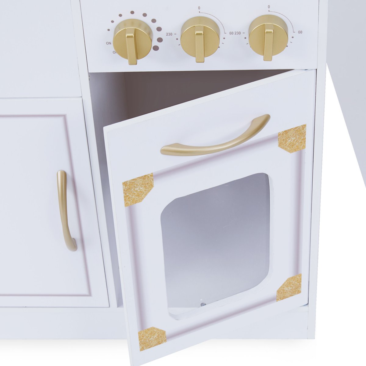 Cuisine enfant avec détails dorés, four et 11 accessoires, Blanc, VERSAILLES couleur unique, TEAMSON KIDS