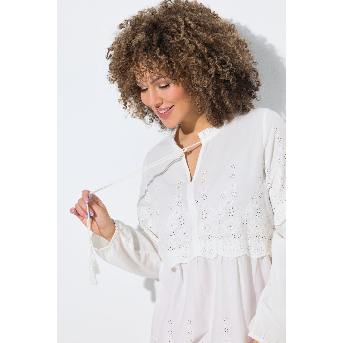 Blouse brodée blanc cassé, ULLA POPKEN