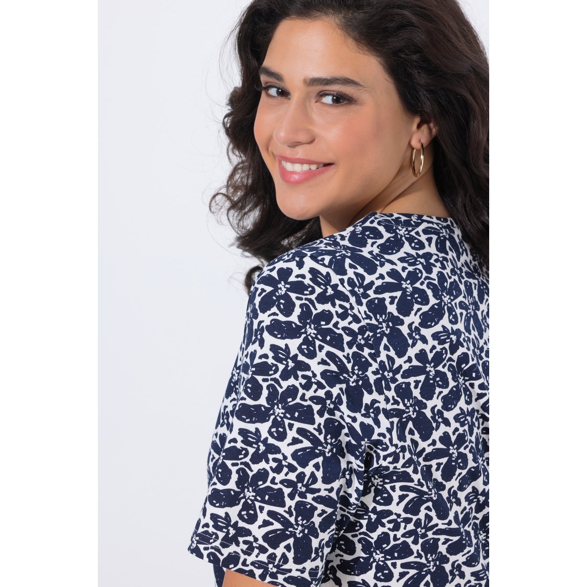 T-shirt long marine, ULLA POPKEN