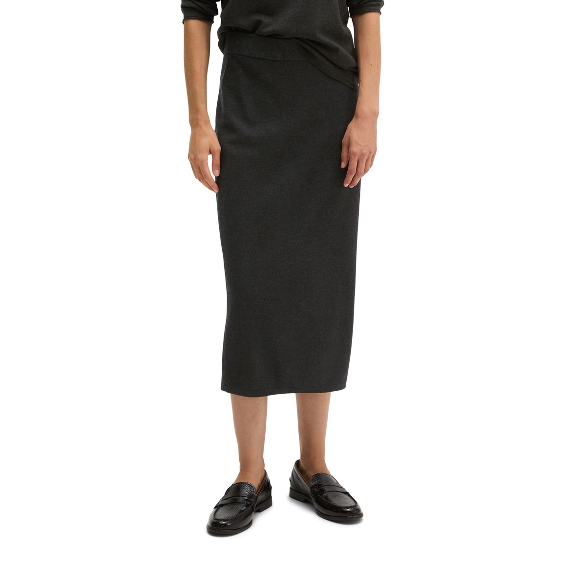 Jupe en maille fine, coupe slim en mélange de laine vierge douce gris, MARC O'POLO