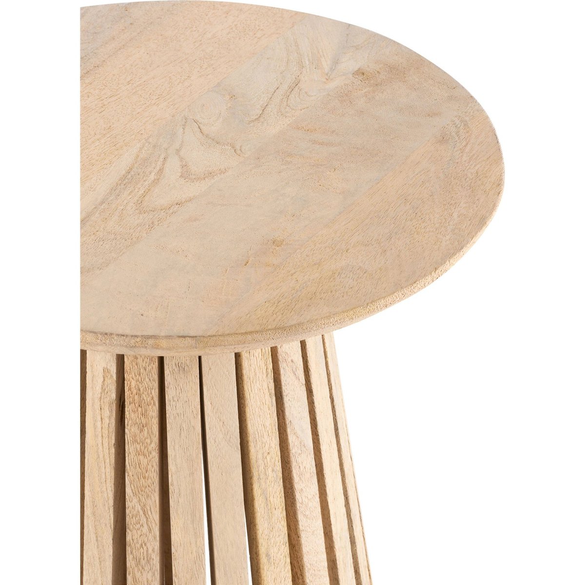 Table d'appoint ronde en bois sculptural bois naturel clair chaleureux, RECOLLECTION
