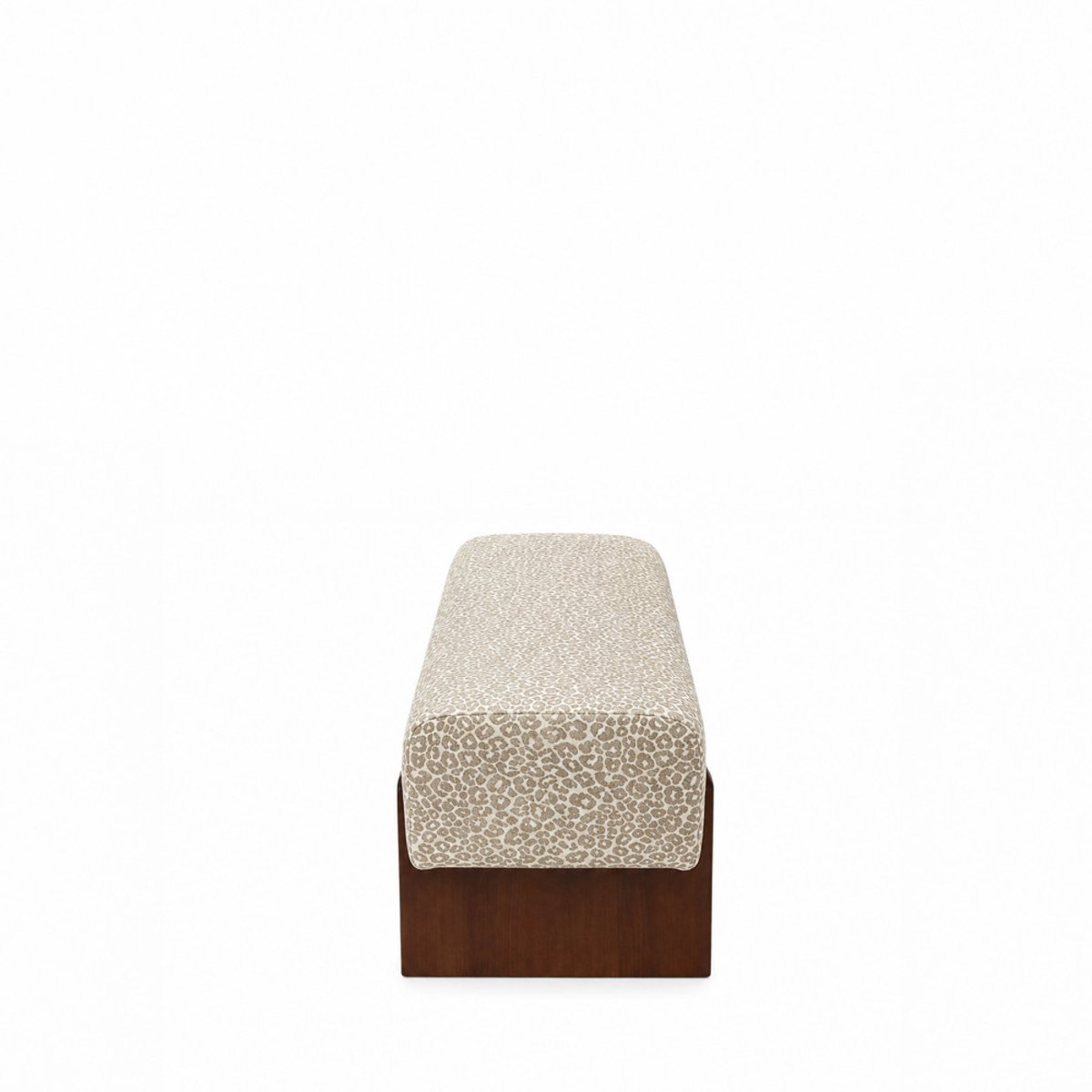 Banc en tissu imprimé léopard et bois- SALLY beige, DRAWER