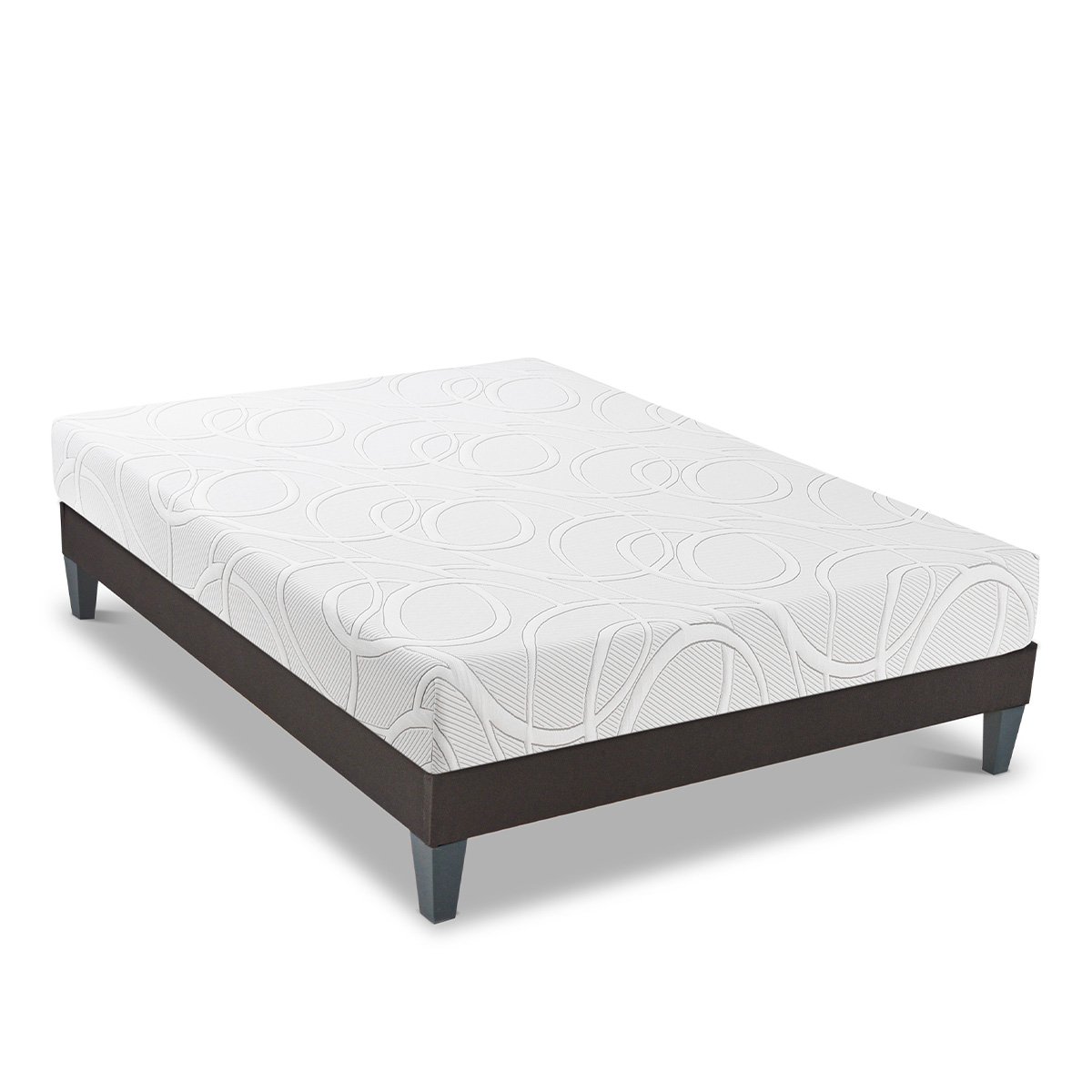 Ensemble Eupraxie 180x200 cm Matelas Mousse + Sommier Bois blanc, OLYMPE LITERIE