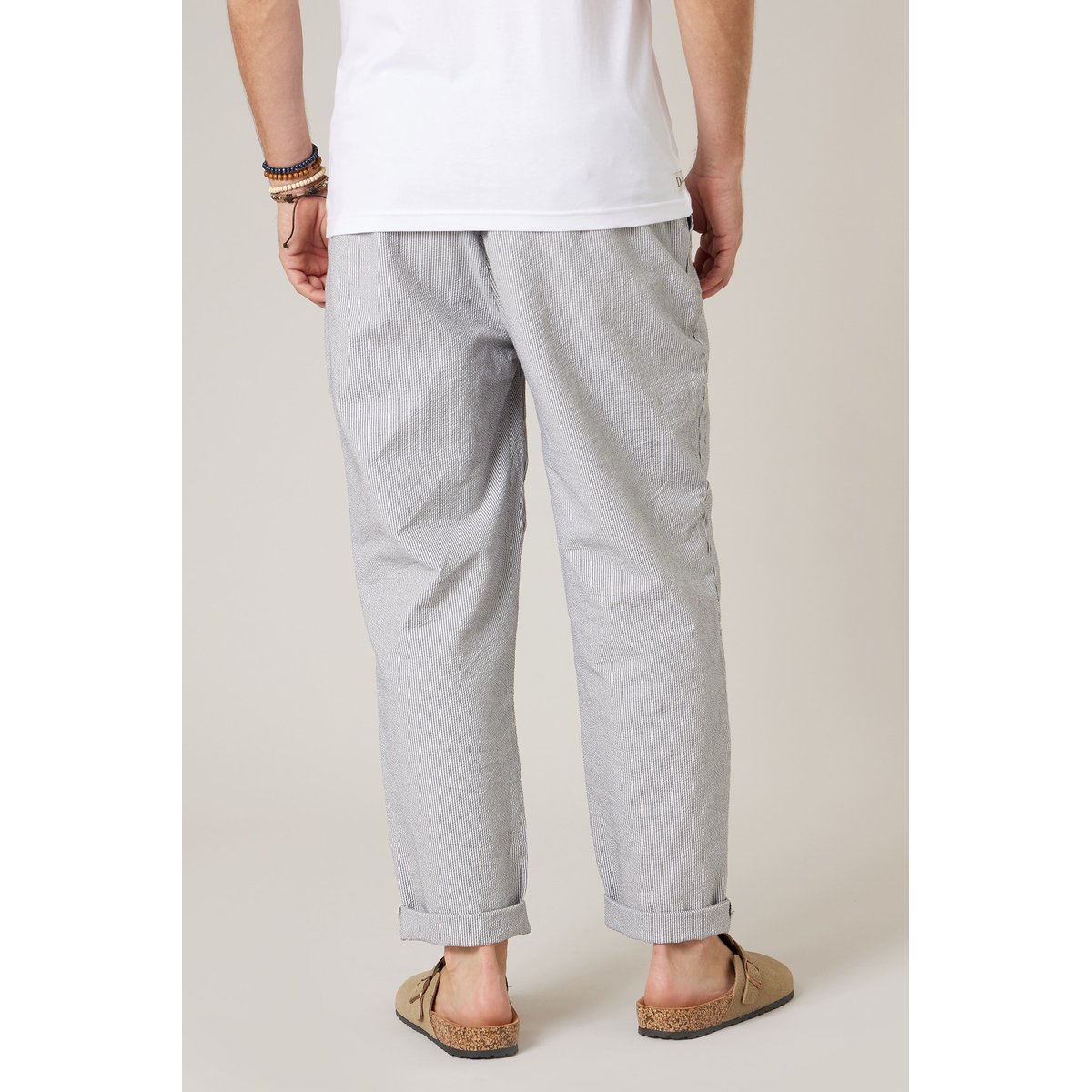 Pantalon relaxed homme en seersucker BLAISE navy, DEELUXE
