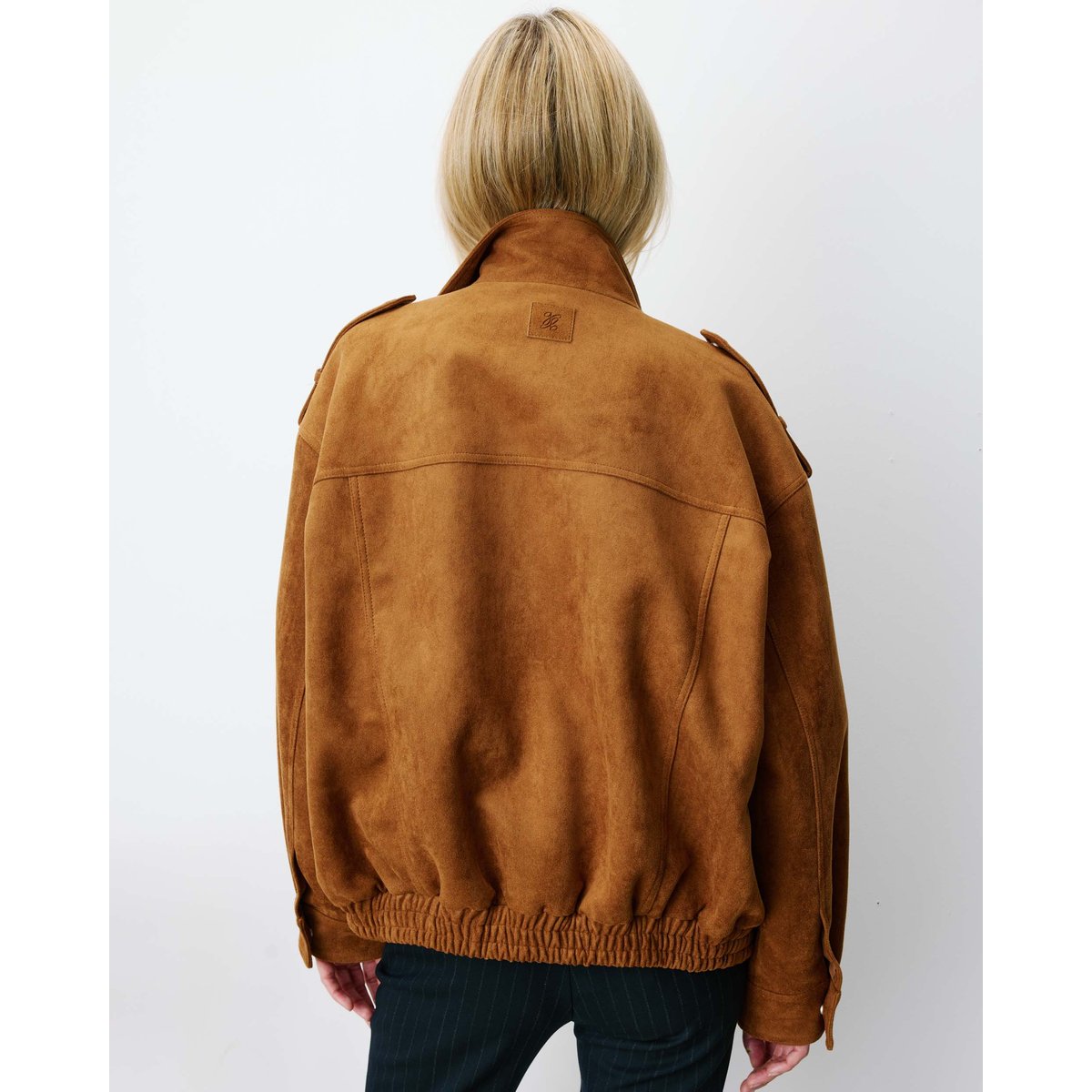 Veste oversize suédine col montant camel Arielle camel, GRACE AND MILA