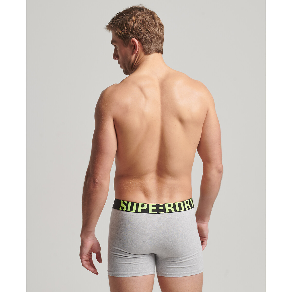 Lot de 2 boxers unis gris foncé + gris moyen, SUPERDRY