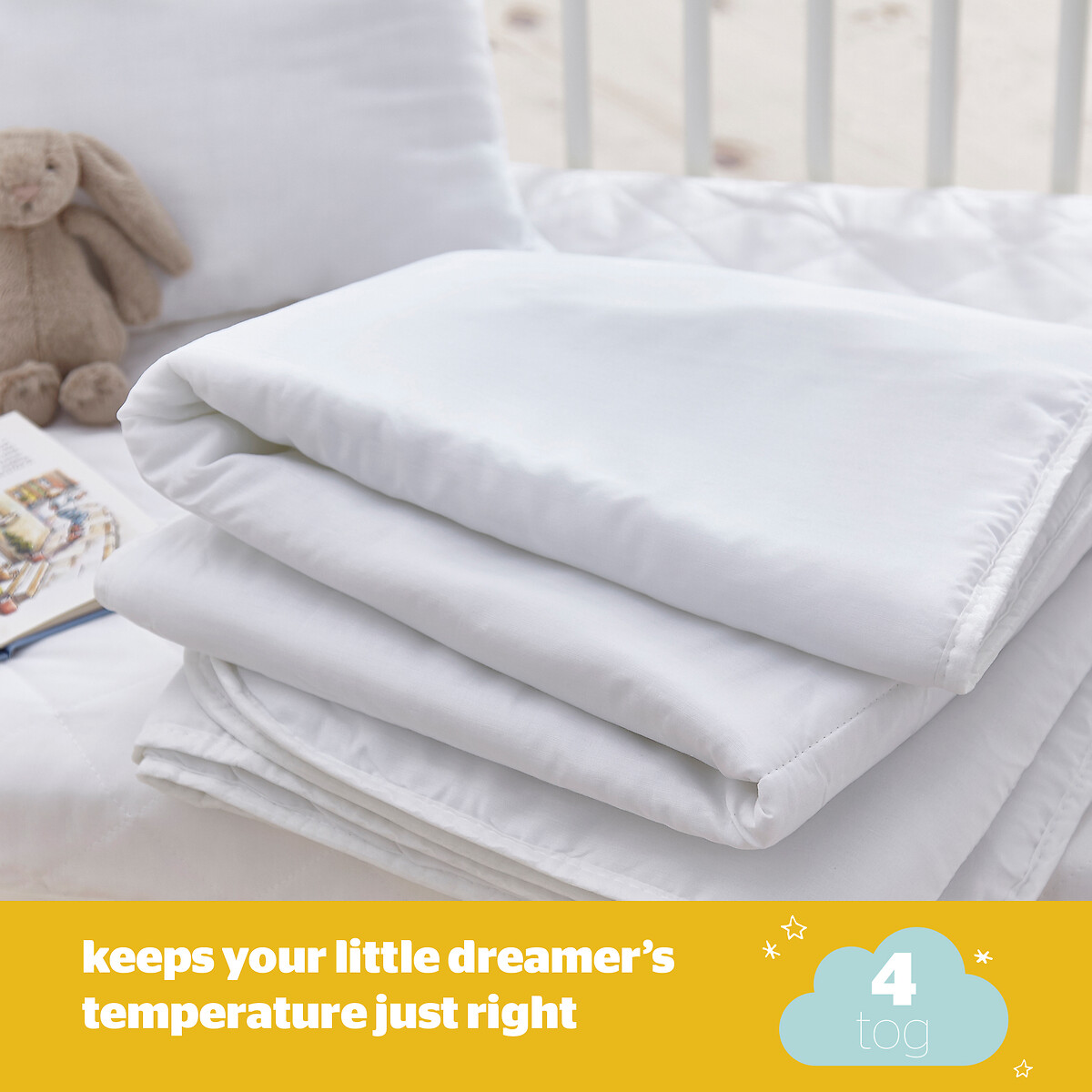 Safe Nights Toddler Bed Set - 4.5 Tog white, SILENTNIGHT