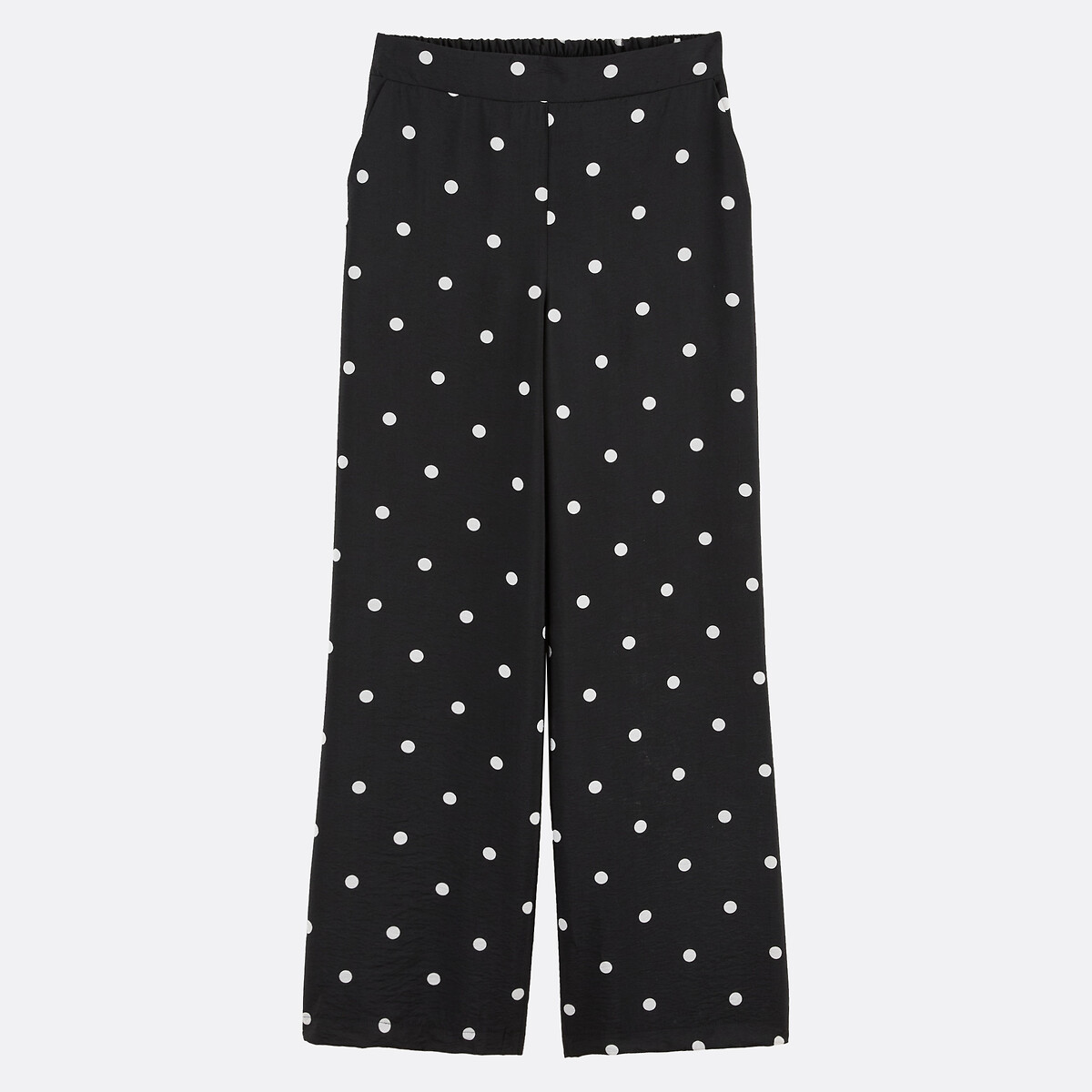 Pantalon large et fluide à pois, taille haute imprimé pois fond noir, LA REDOUTE COLLECTIONS