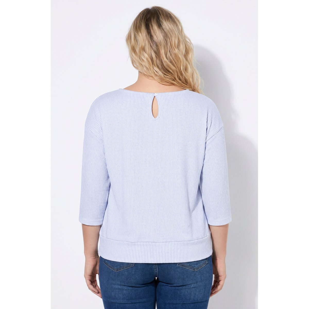 Sweat-shirt à rayures bleu clair, ULLA POPKEN