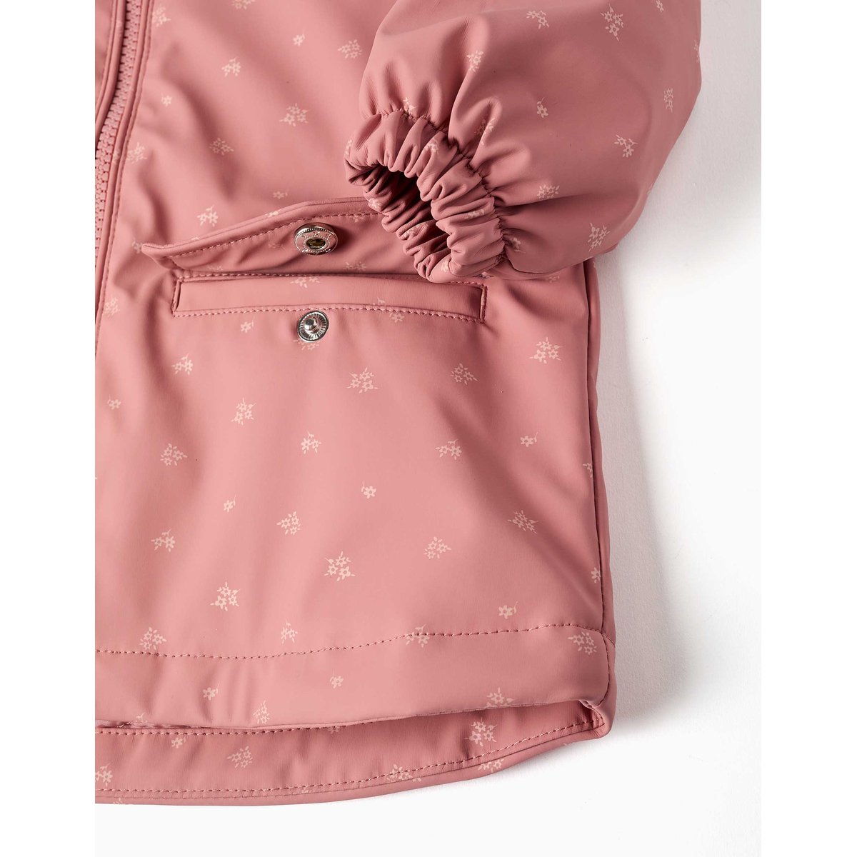 Parka en caoutchouc rembourrée avec capuche et poches rose, ZIPPY