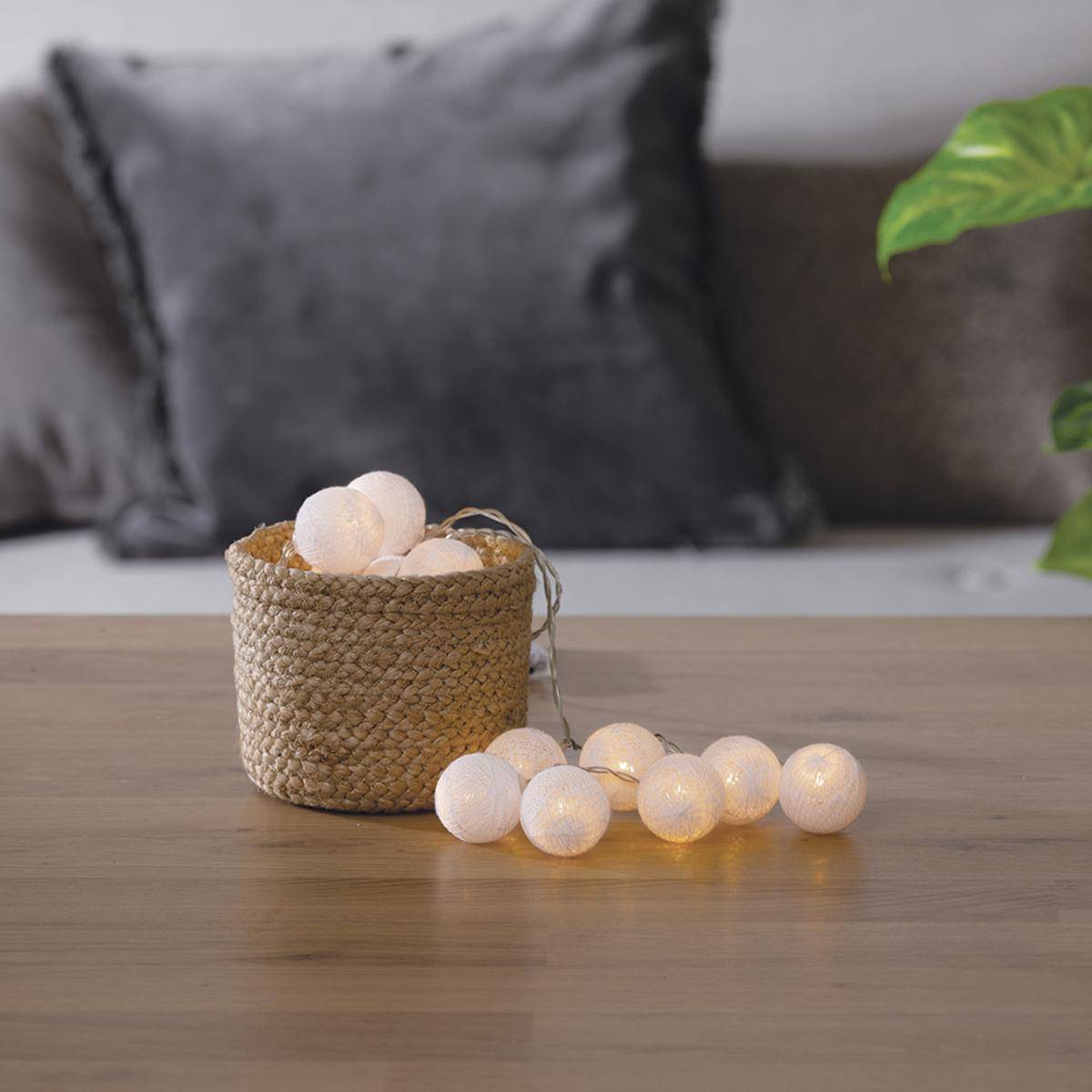 Guirlande LED 16 boules à pile TARA blanc, ATMOSPHERA