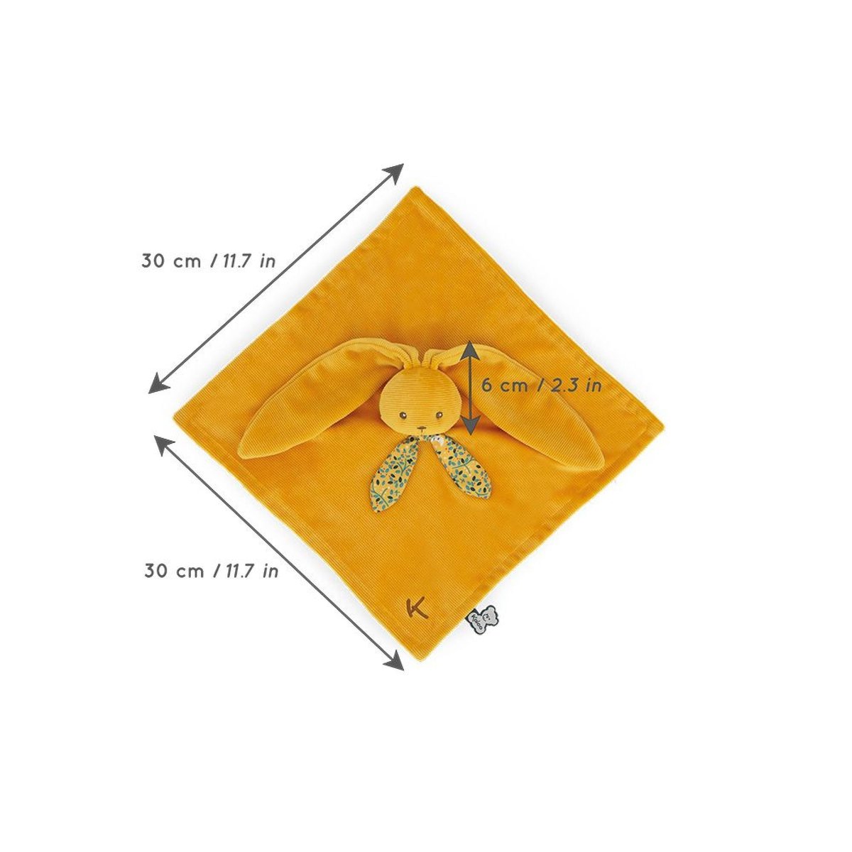 Doudou plat Lapinoo moutarde, bleu, vert, KALOO