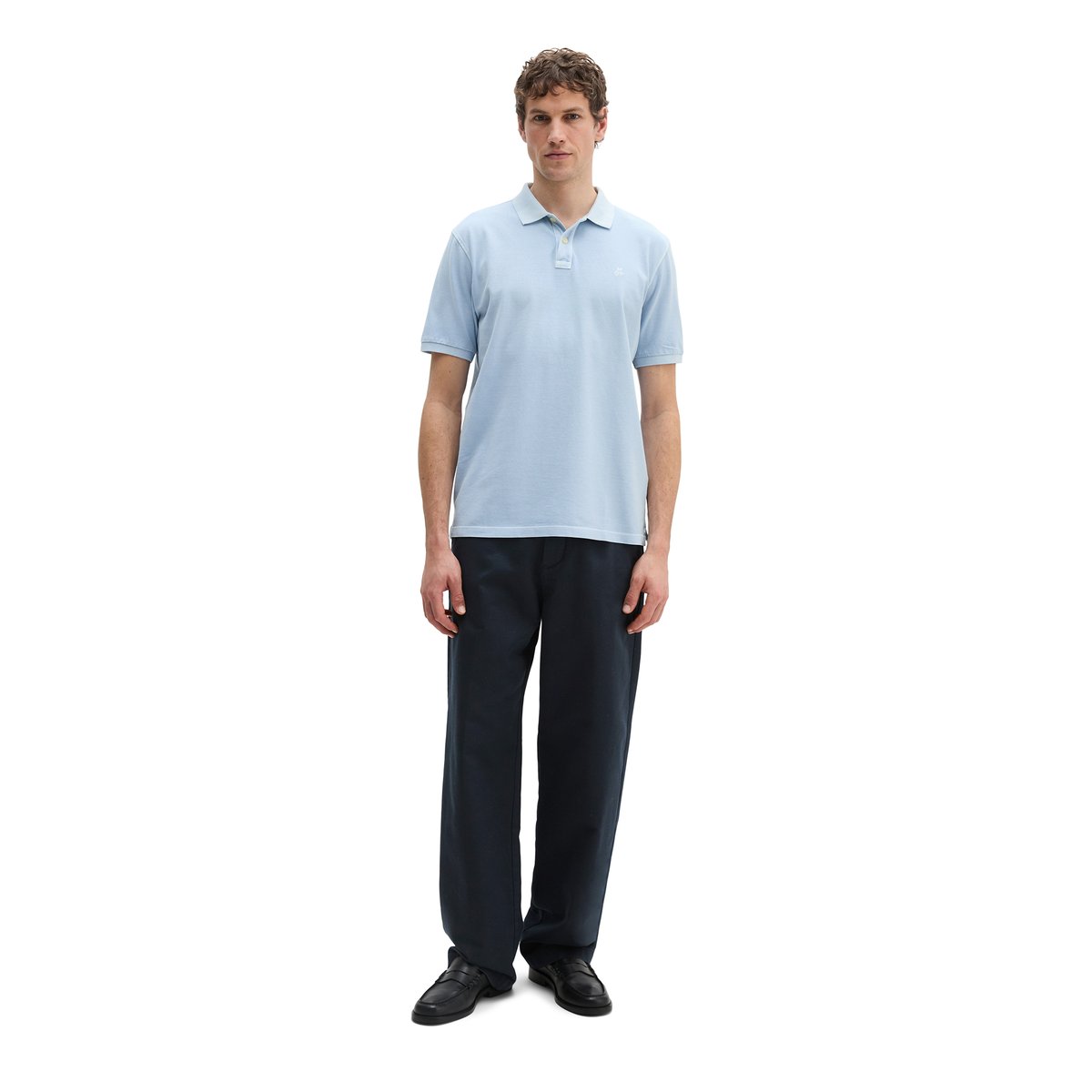 Polo Piqué Garment-dyed régulier en coton bio bleu, MARC O'POLO
