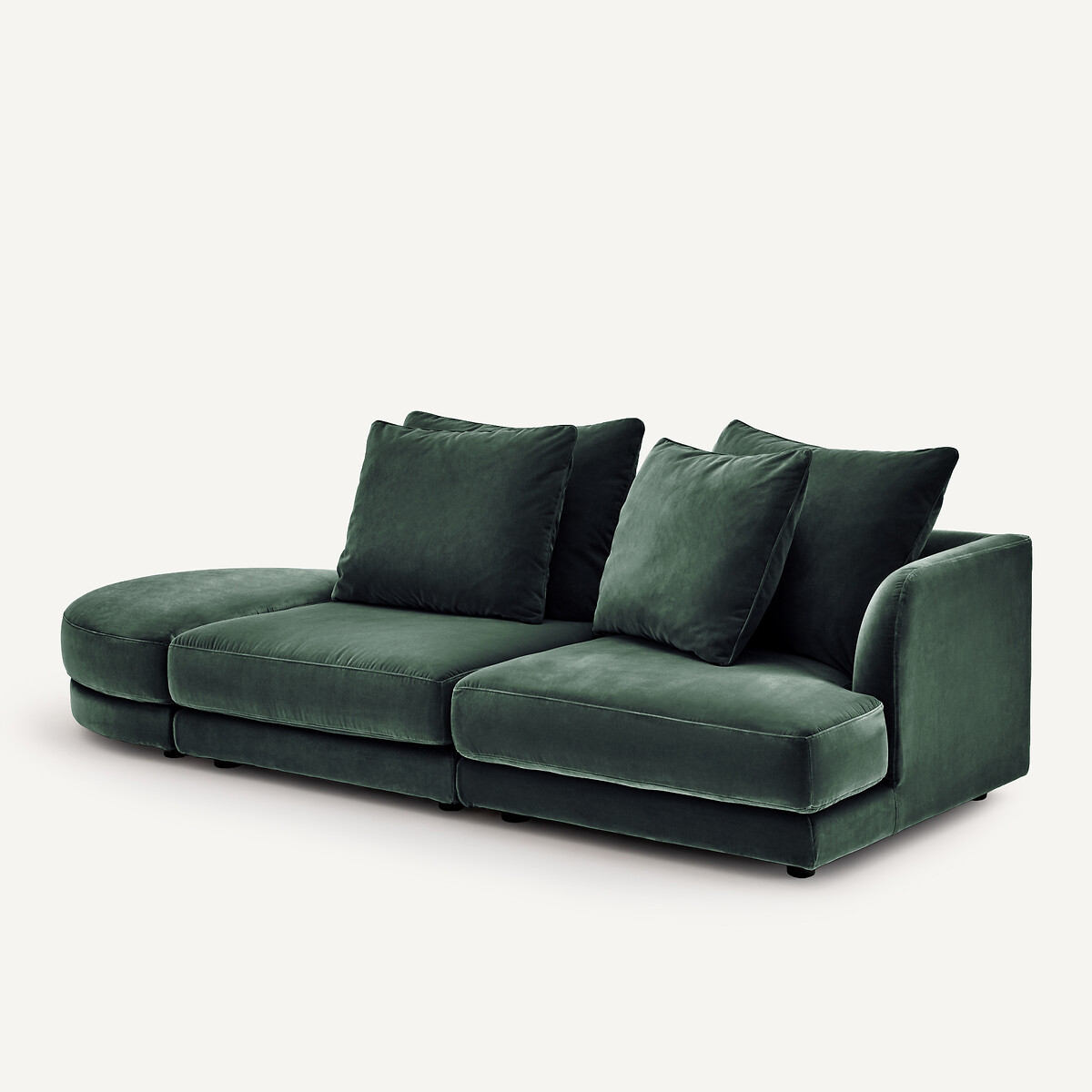 Rechtes Einzelsofa, modular, aus Samt, TIBERIO khaki, AM.PM