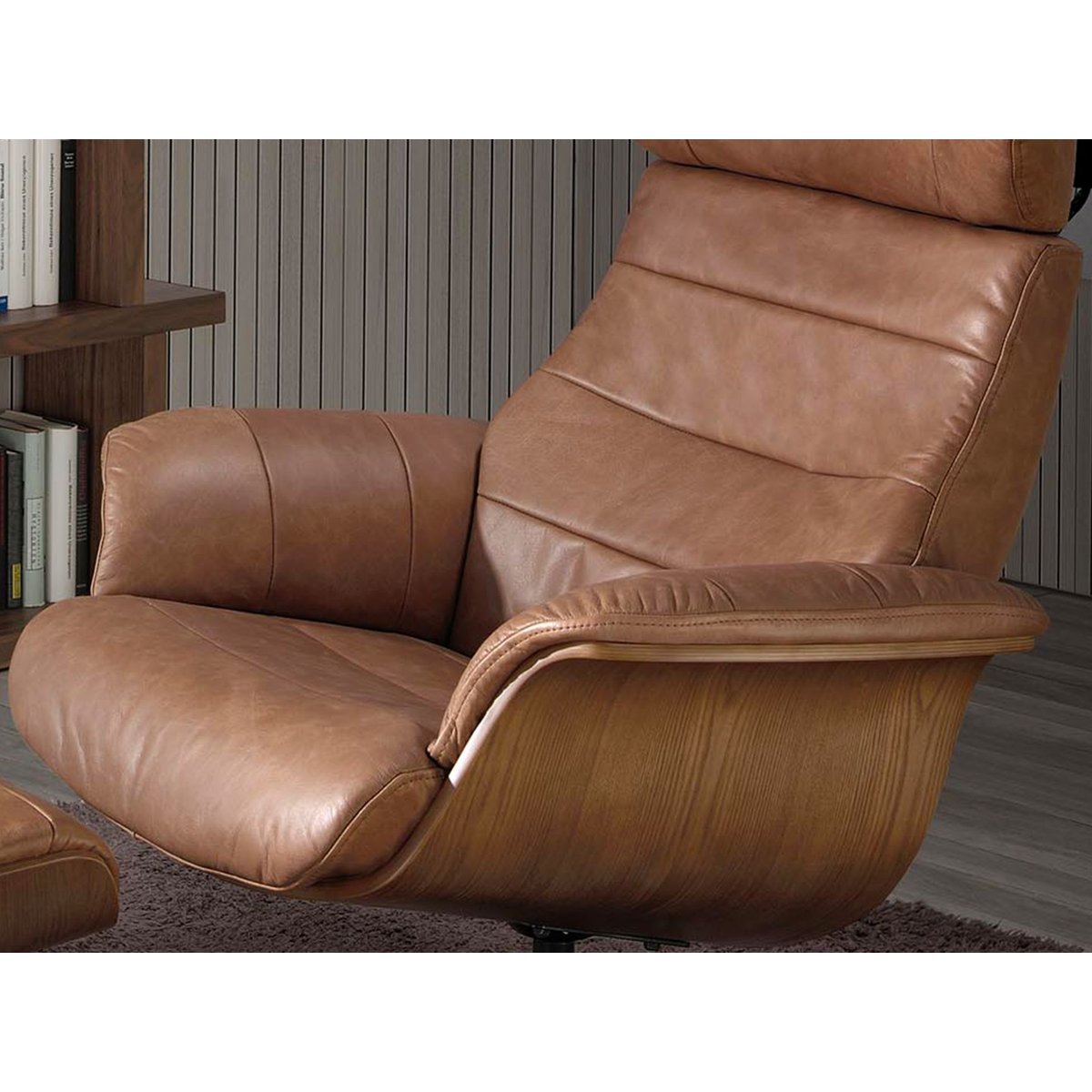 Fauteuil pivotant inclinable en cuir marron marron | gris foncé, ANGEL CERDA
