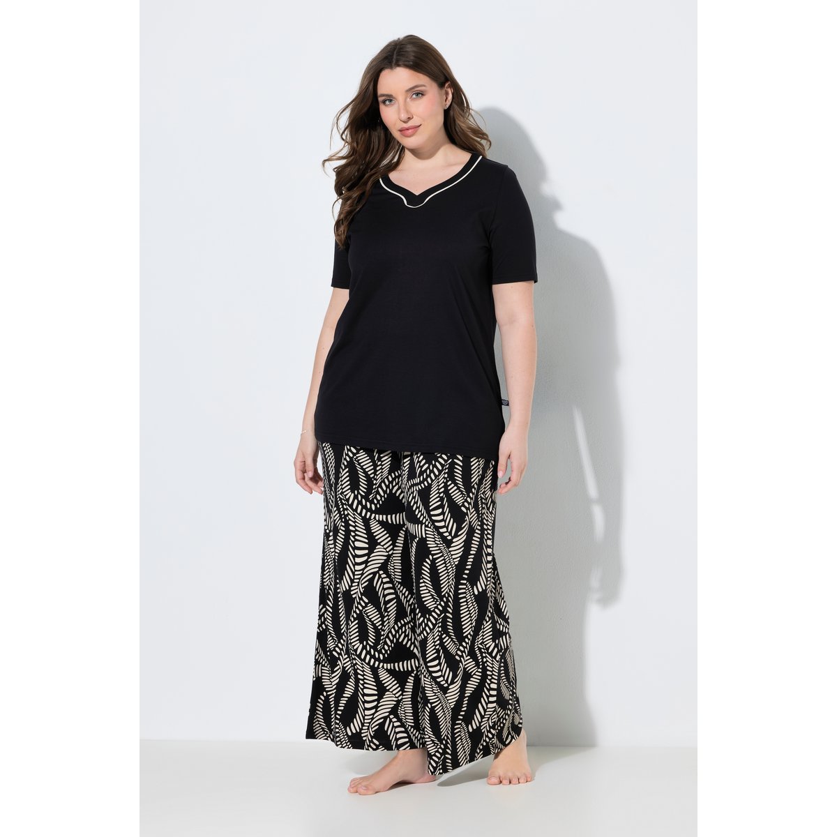 Pyjama motif palmiers noir, ULLA POPKEN