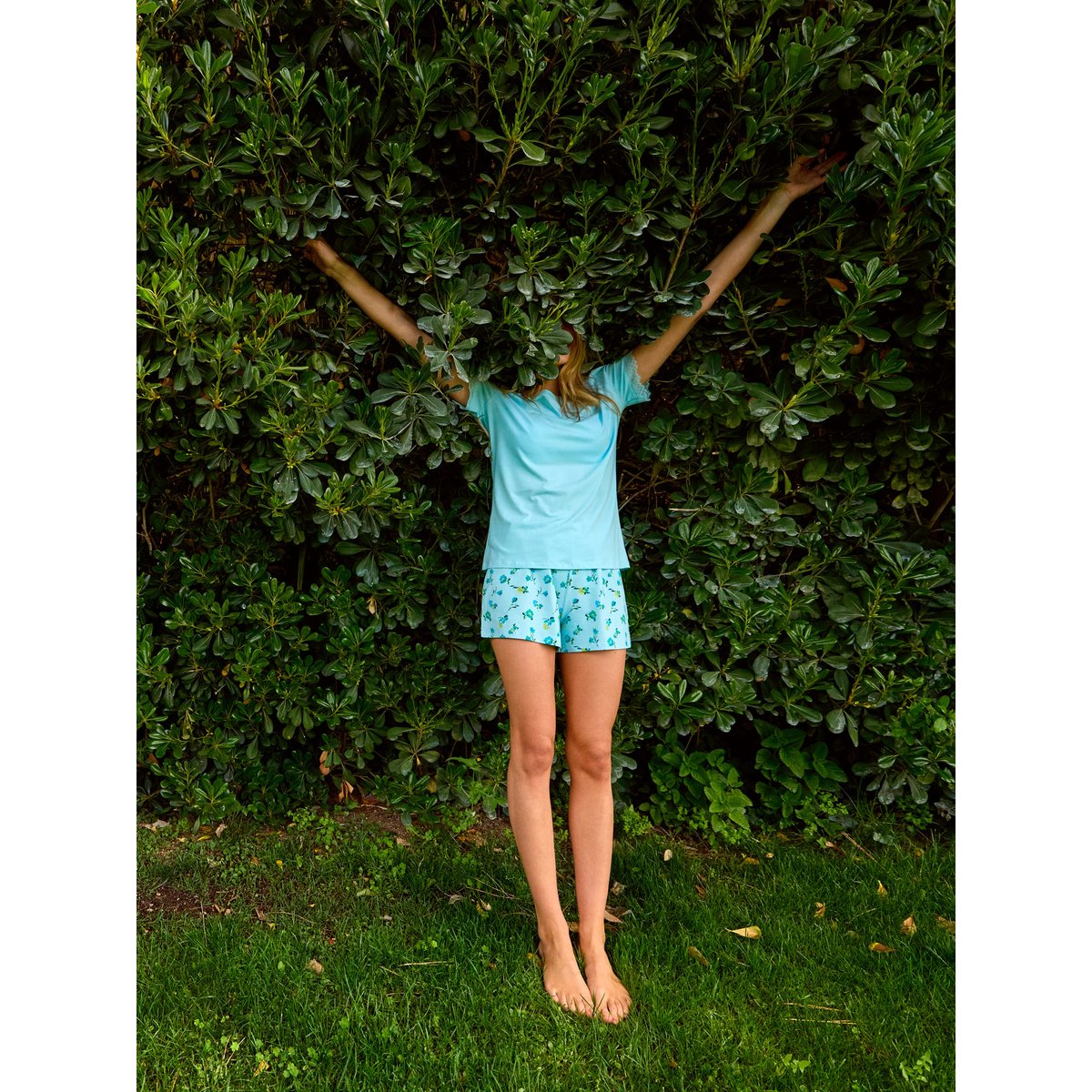 Pyjama short t-shirt BLOOMY bleu, LISCA