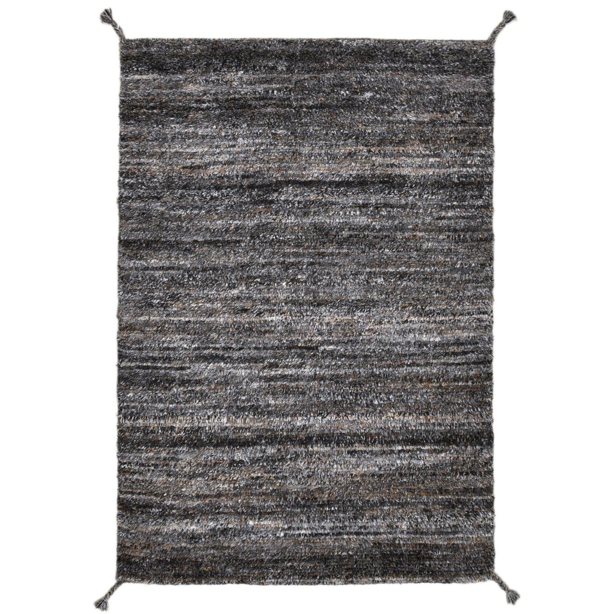 Tapis noué main en PET recyclé - ECO SHAGGY anthracite, THEKO