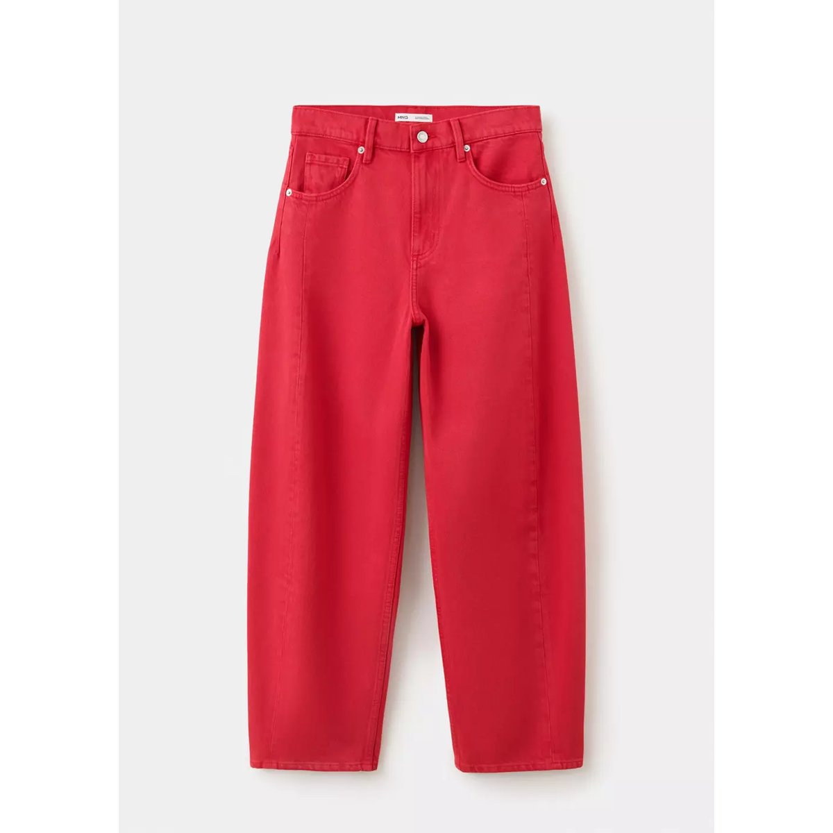 Jean balloon coutures rouge, MANGO