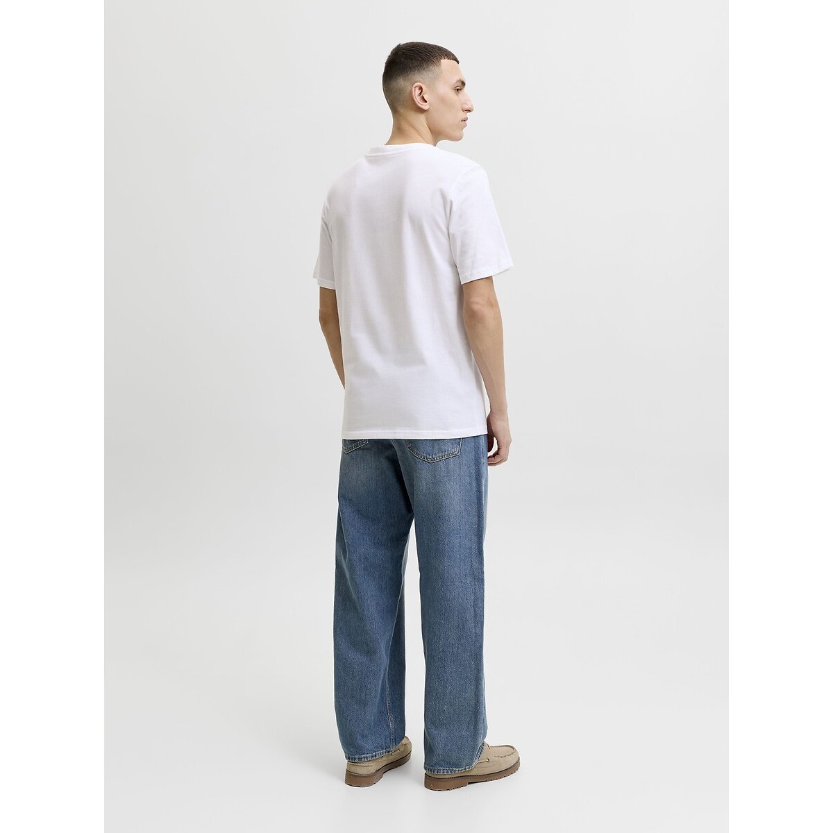 T-shirt de mangas curtas e gola redonda, Tom branco, JACK & JONES
