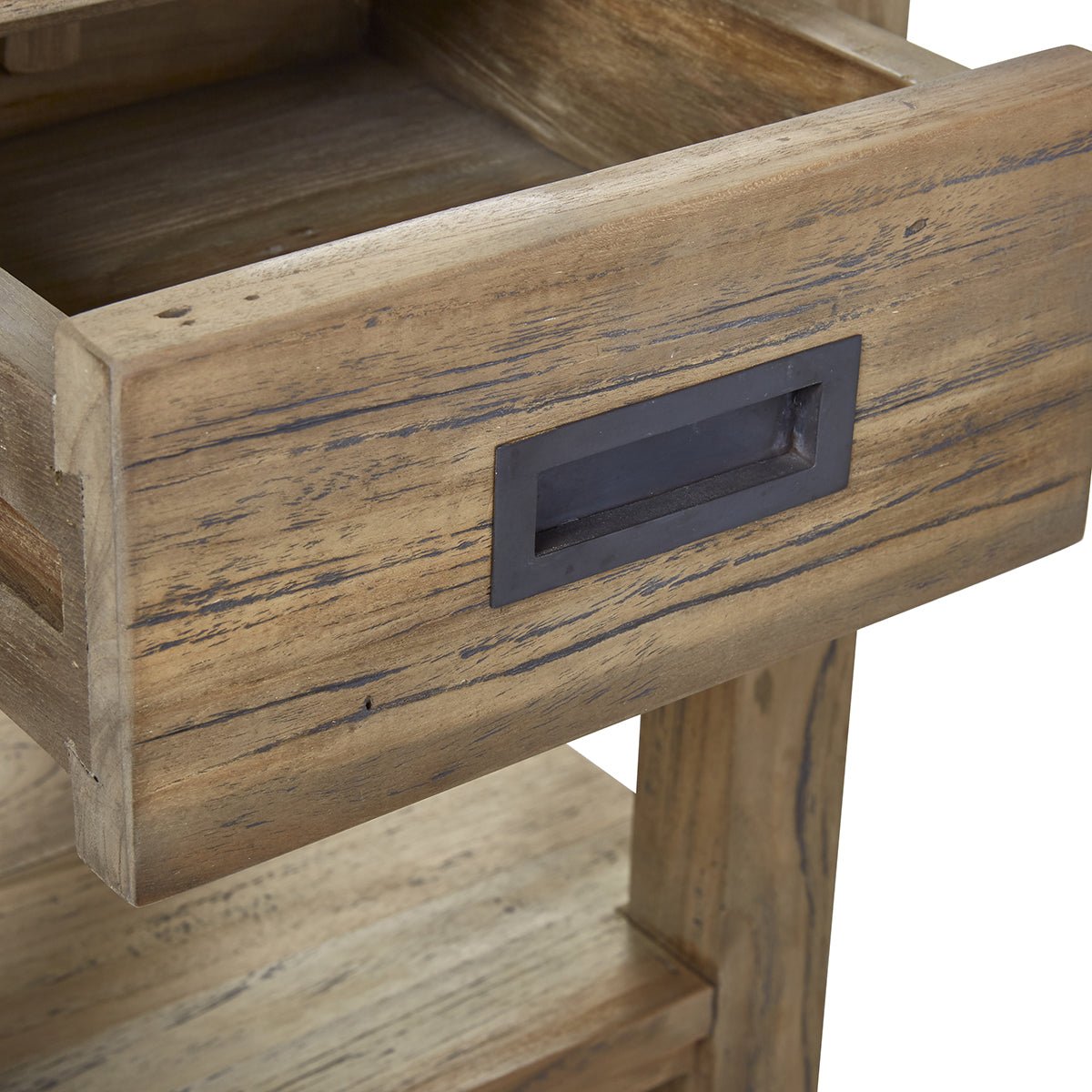 Table de chevet en bois de teck recyclé 1 tiroir CARGO naturel, BERAH GETAH