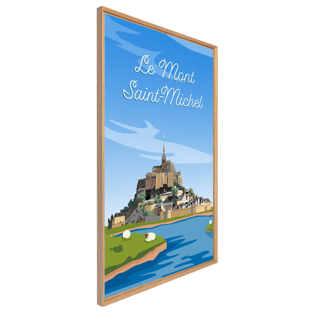 Tableau Mural Illustration Mont-saint-michel De Jour ARCHITECTURE bleu-fibres de bois, CEANOTHE