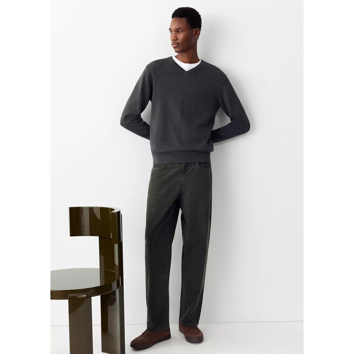 Jean relaxed-fit effet délavé gris anthracite, MANGO TEEN