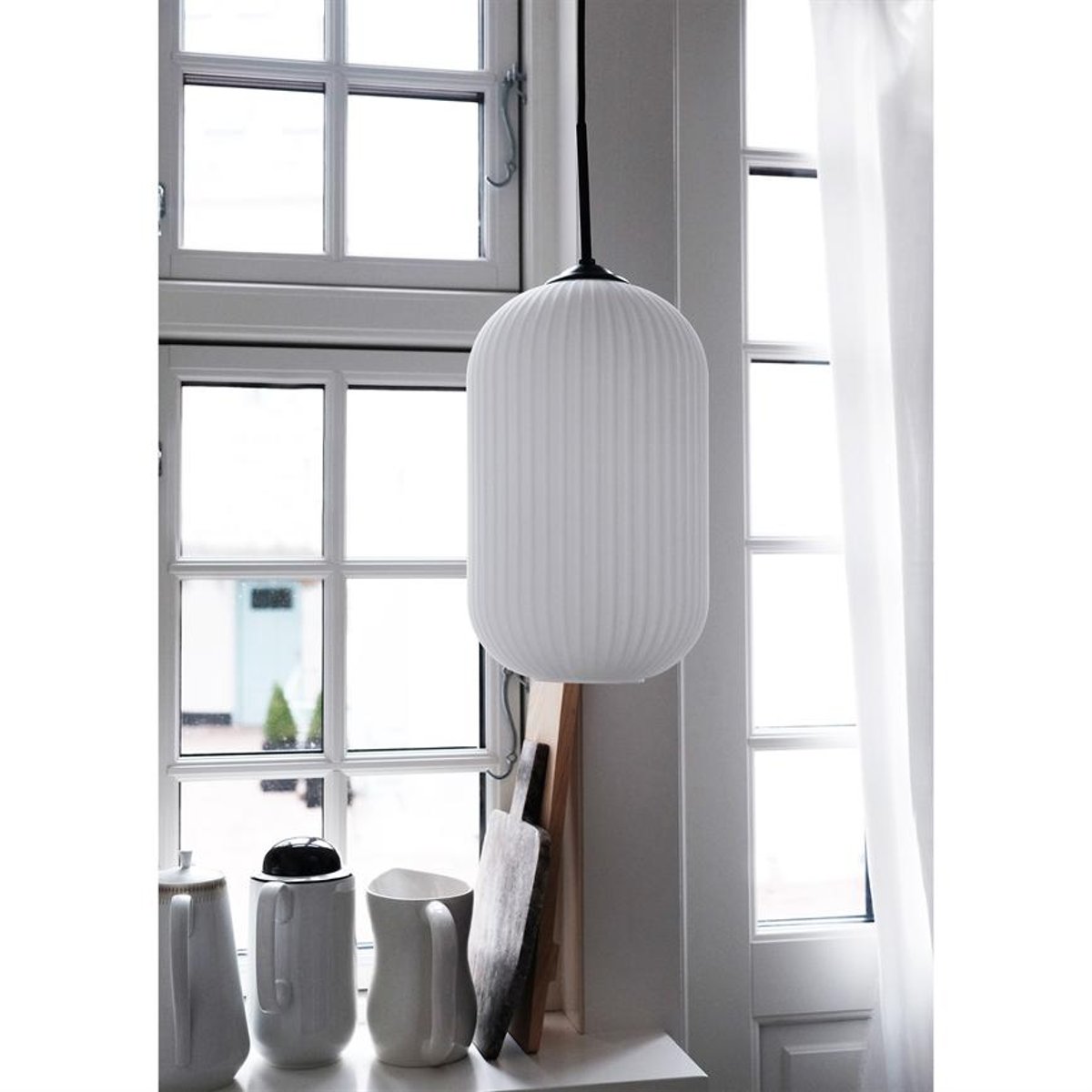 Suspension en Verre et Métal D14 RIFLET blanc, DYBERG LARSEN