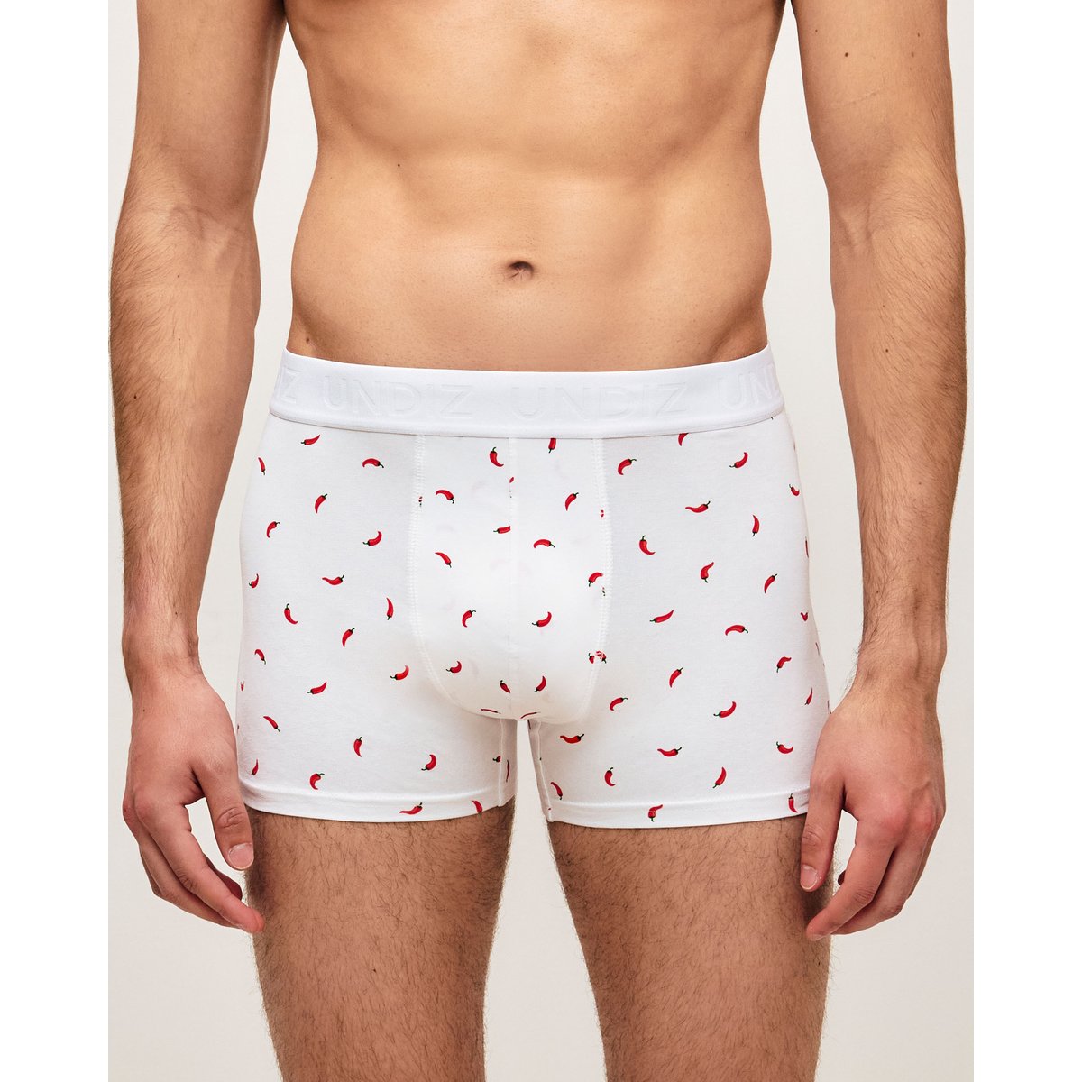 Boxer en coton motifs piments REPEATIZ PAPRI blanc, UNDIZ