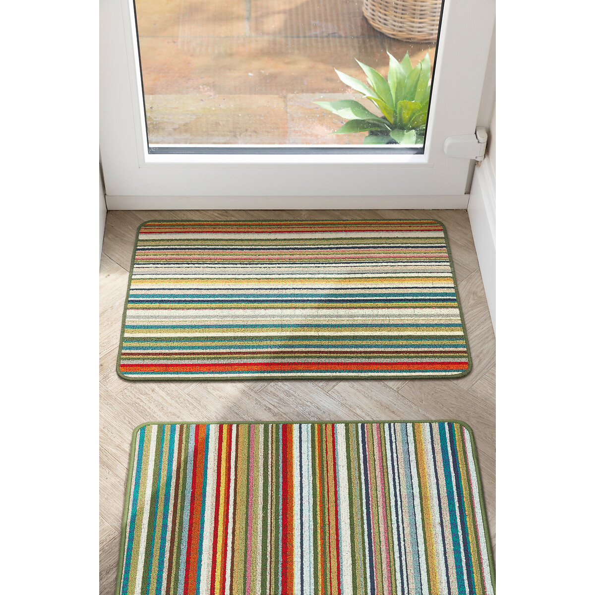 My Stain Resistant Candy Multi Green Stripe Doormat green striped, MY MAT