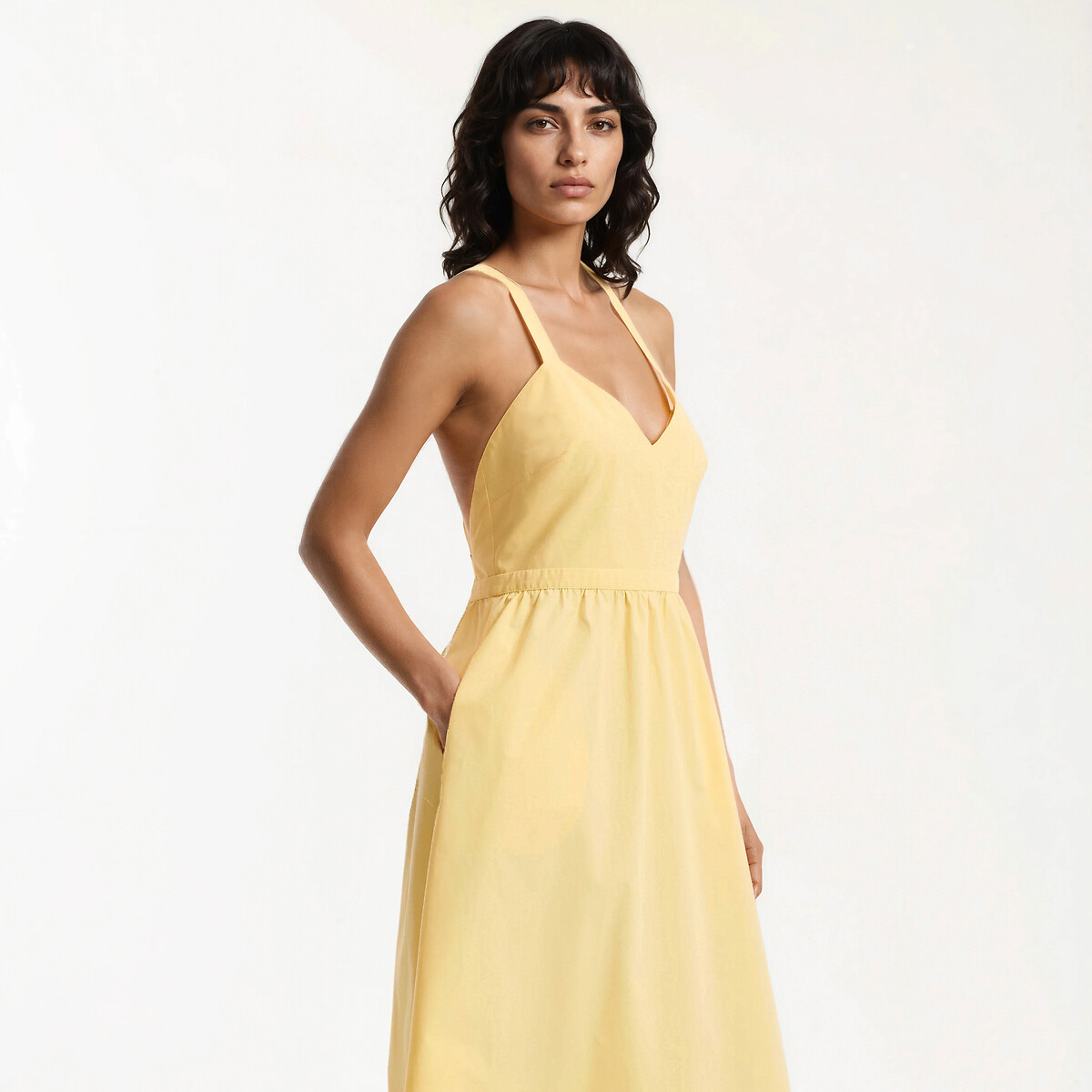 Maxi Dress with V-Neck Straps yellow, LA REDOUTE COLLECTIONS