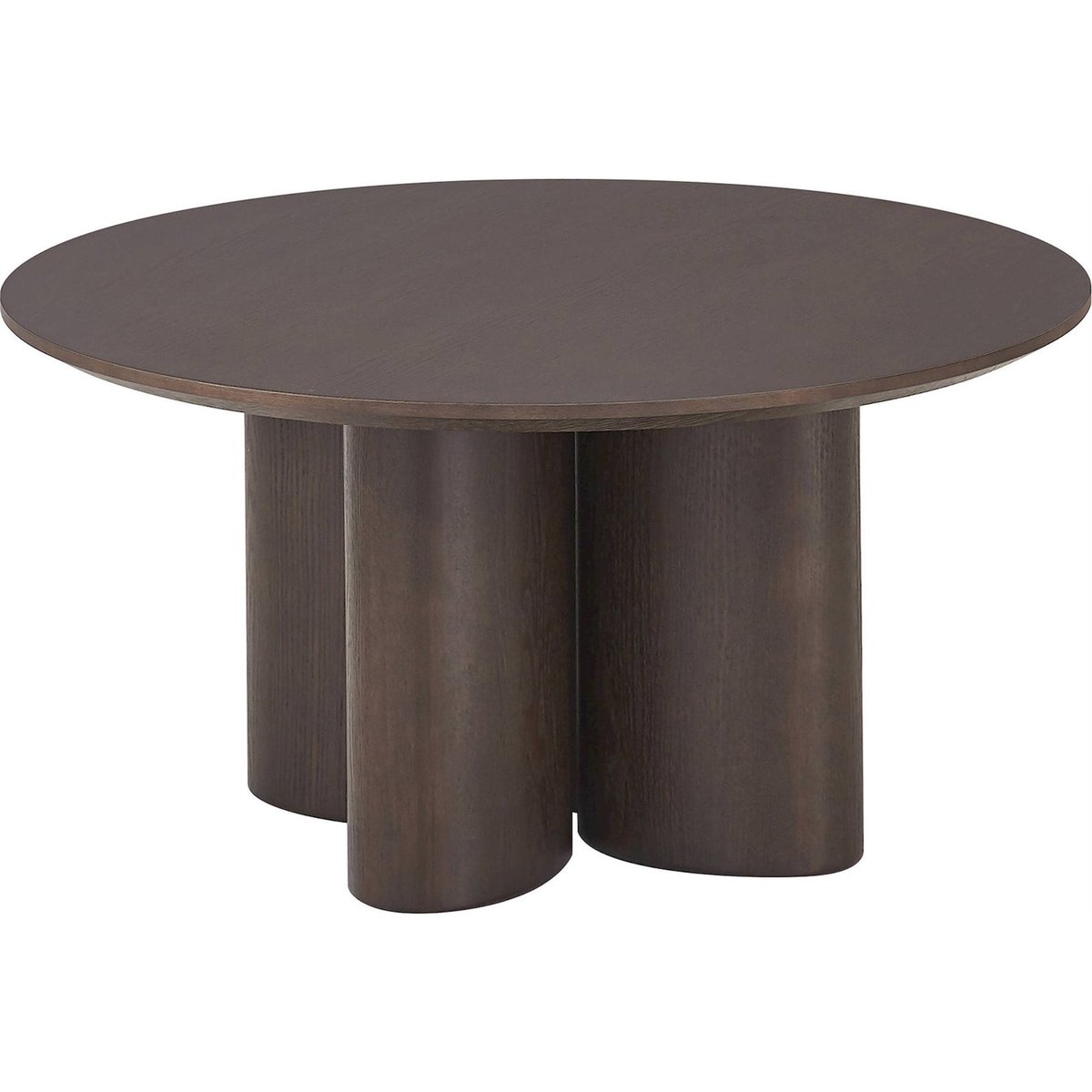 Table basse ronde en placage chêne ETIALLY noyer, RECOLLECTION