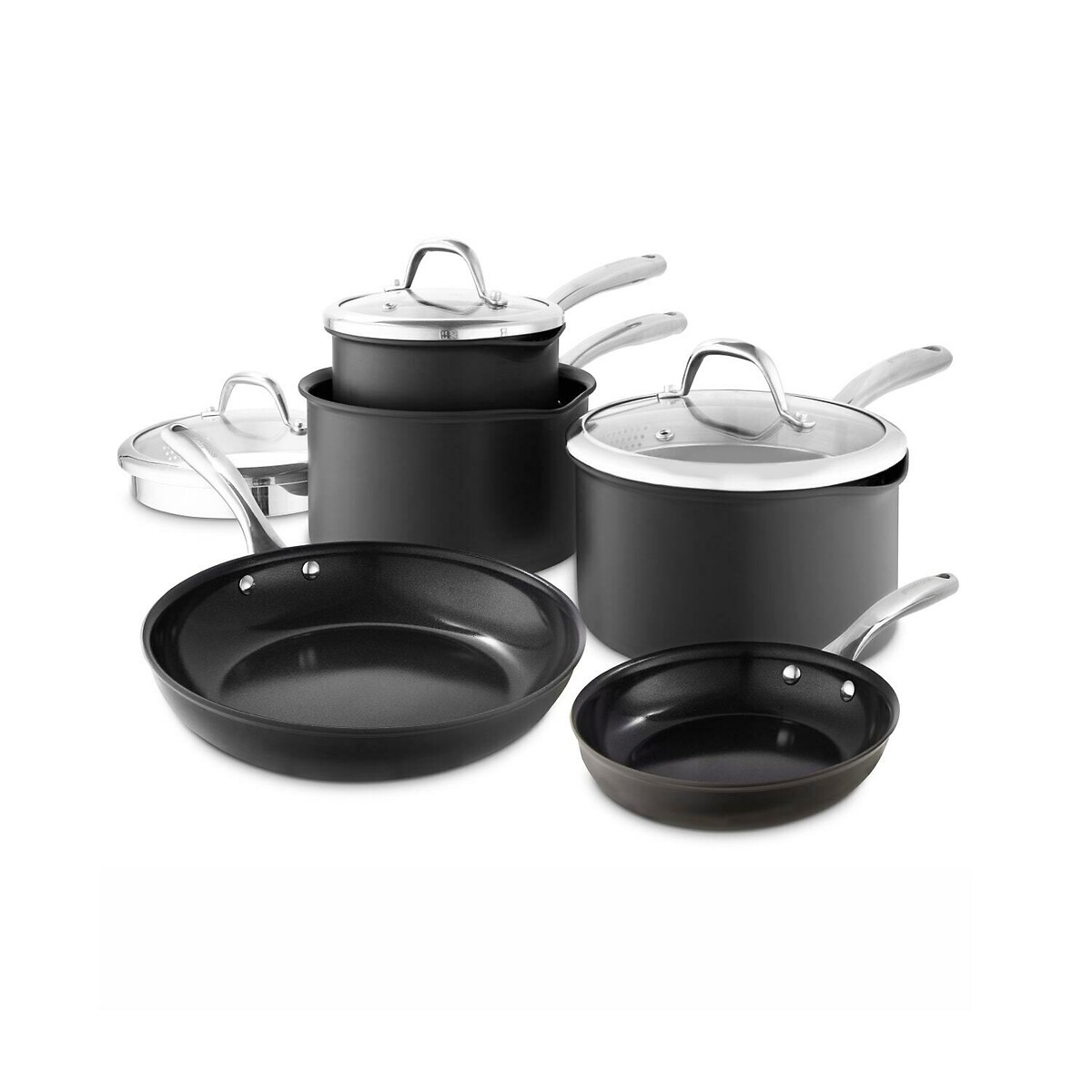 5-Piece Hard Anodized Cookware Set black, GOOD FOOD BY TOWER