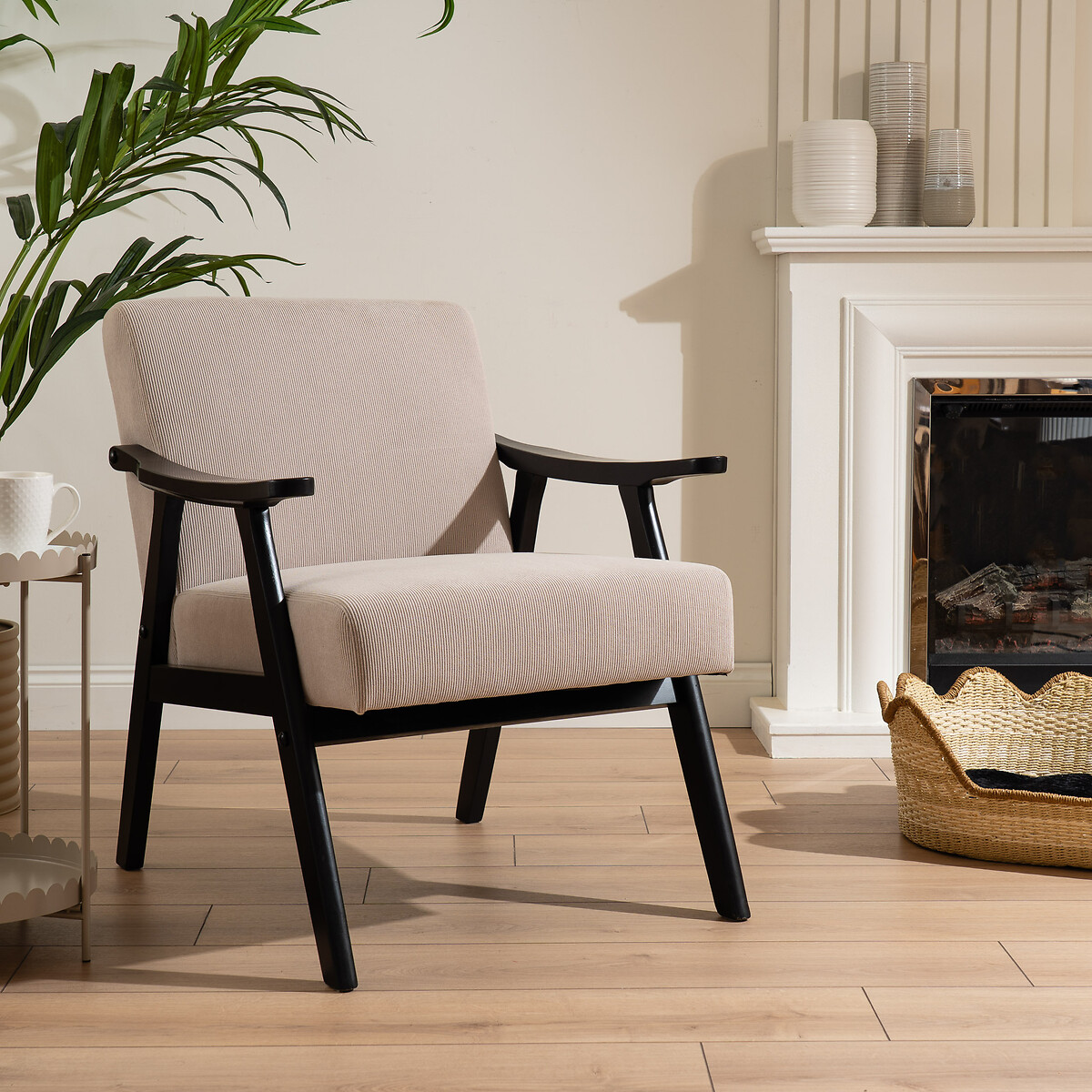 Mid Century Corduroy Chair beige, SO'HOME