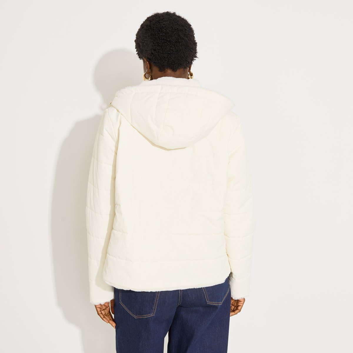 Doudoune réversible à capuche blanc cassé, GRAIN DE MALICE