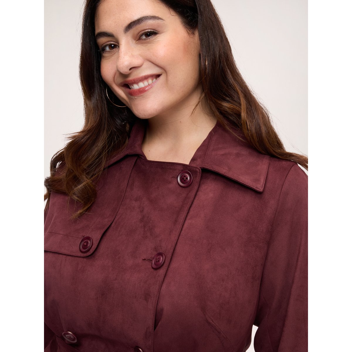 Trench-coat croisé burgundy, FIORELLA RUBINO
