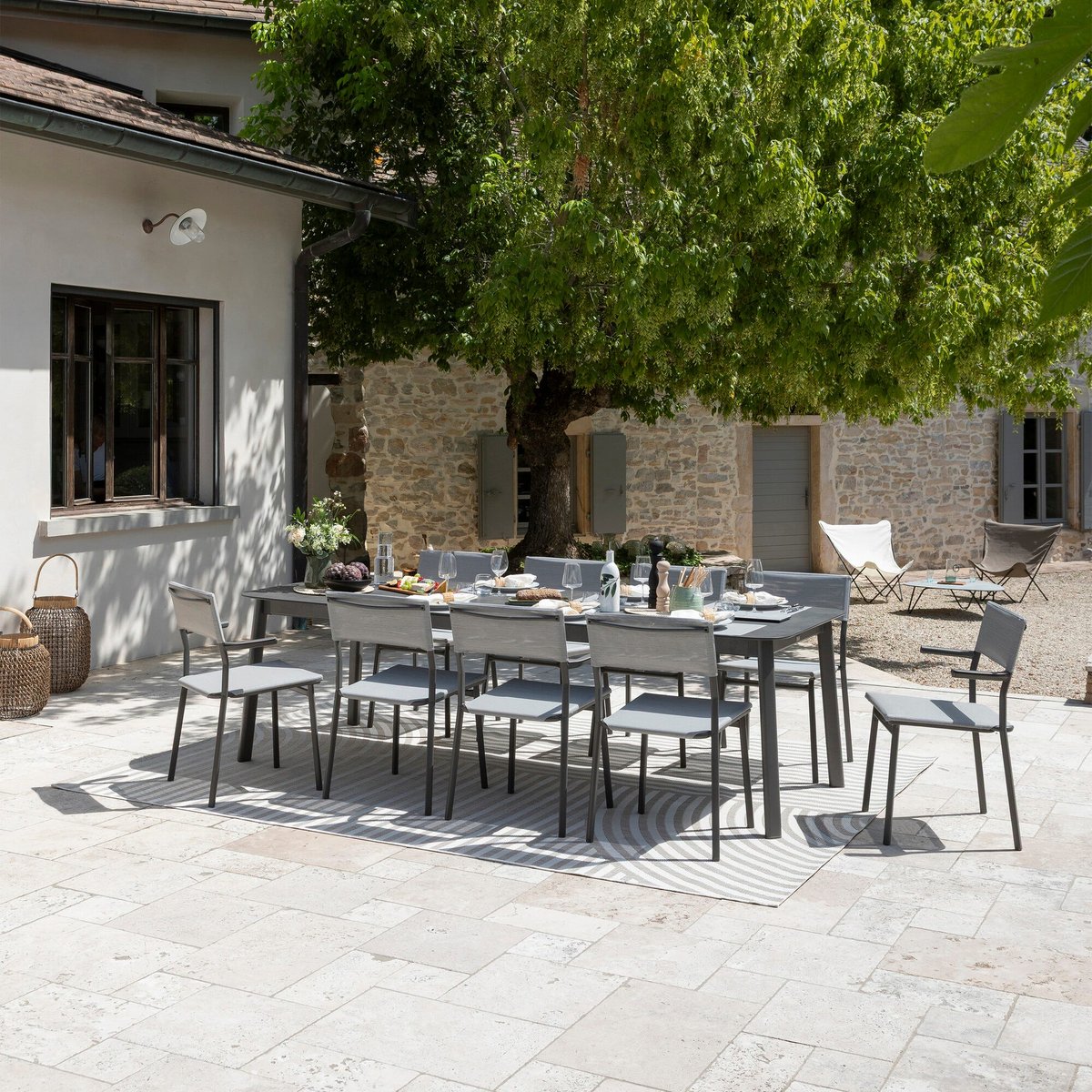 Fauteuil de jardin - ORON gris galet tube titane, LAFUMA MOBILIER