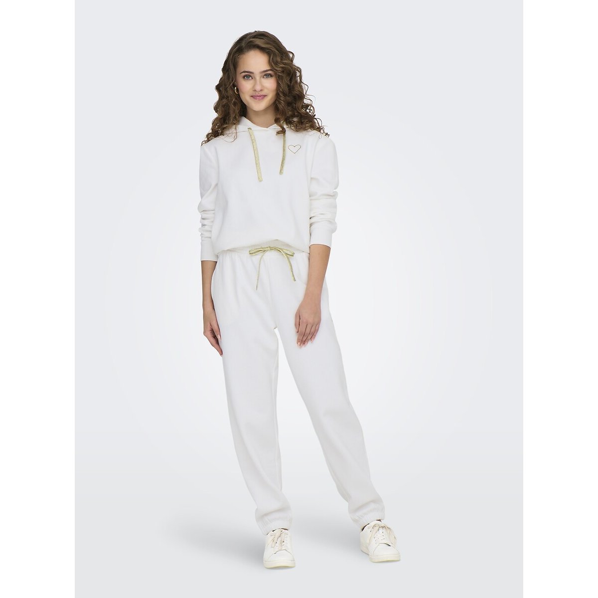 Sweat à capuche, motif cœur blanc, ONLY