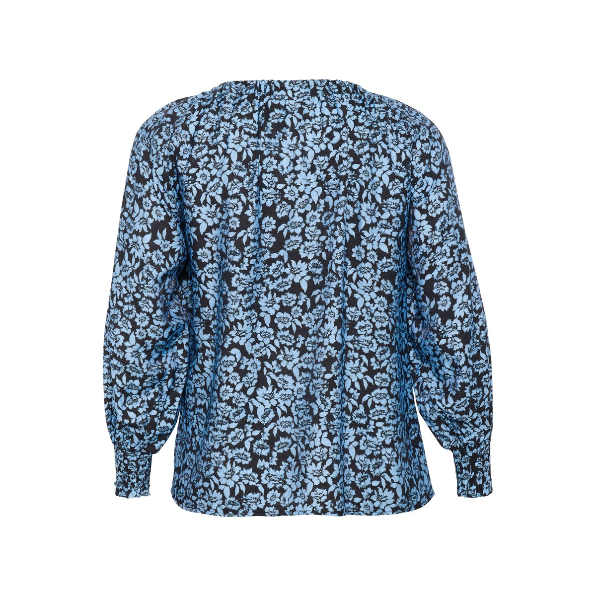 Blouse à manches longues noir/bleu windsurfer flower print, KAFFE CURVE