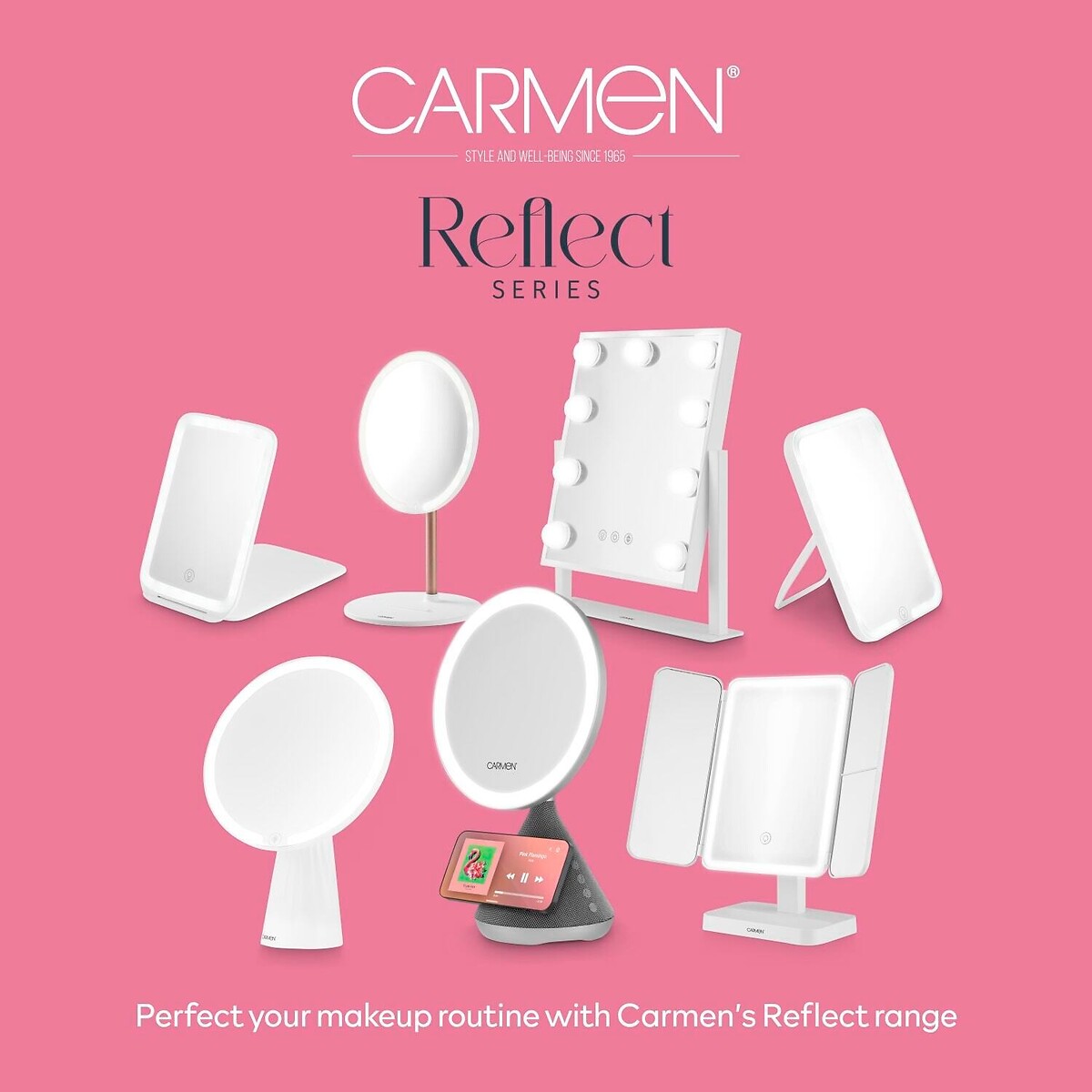 Hollywood 9 Bulb Mirror Metal black, CARMEN
