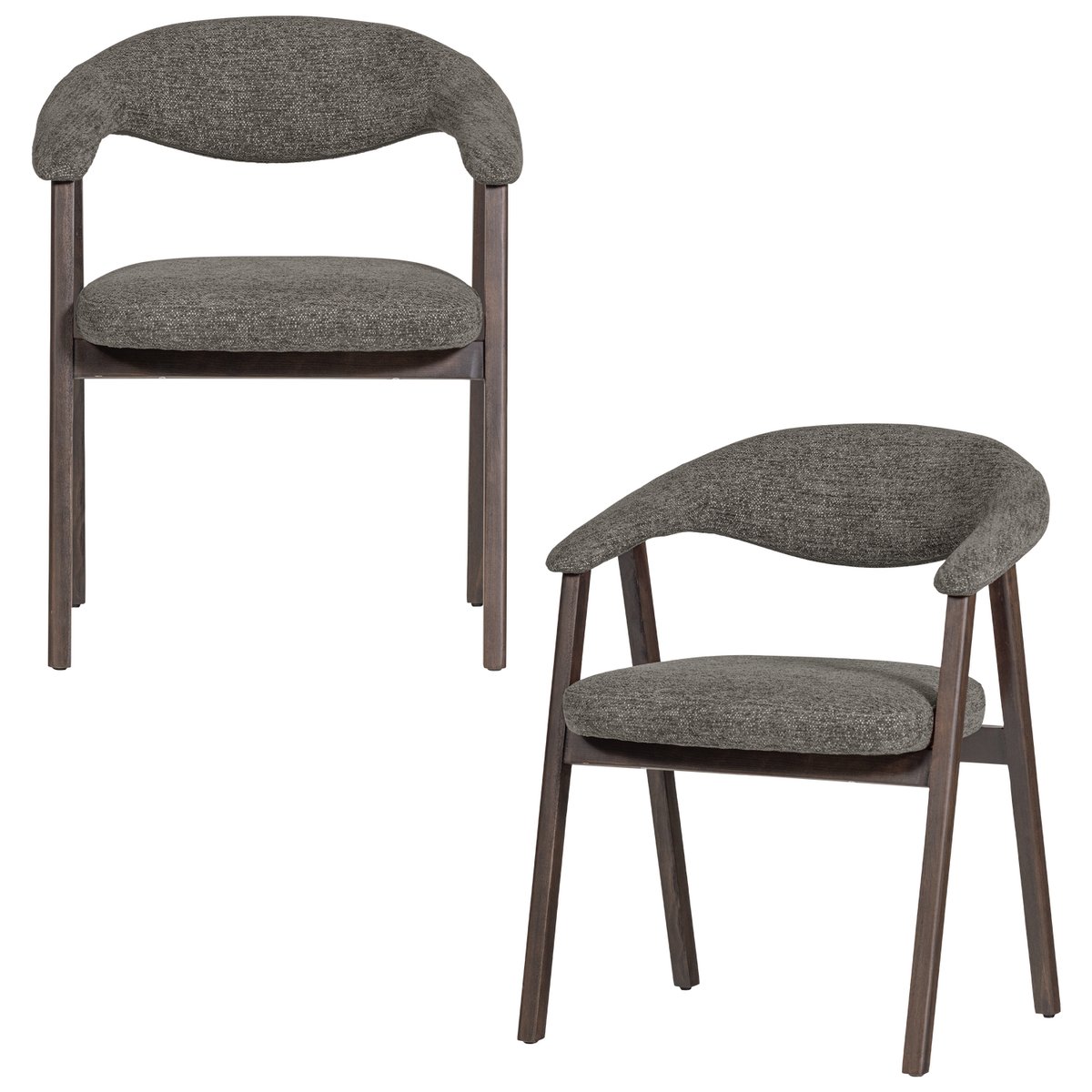 Lot de 2 chaises de salle à manger en tissu tissé AVAR gris, WOOOD