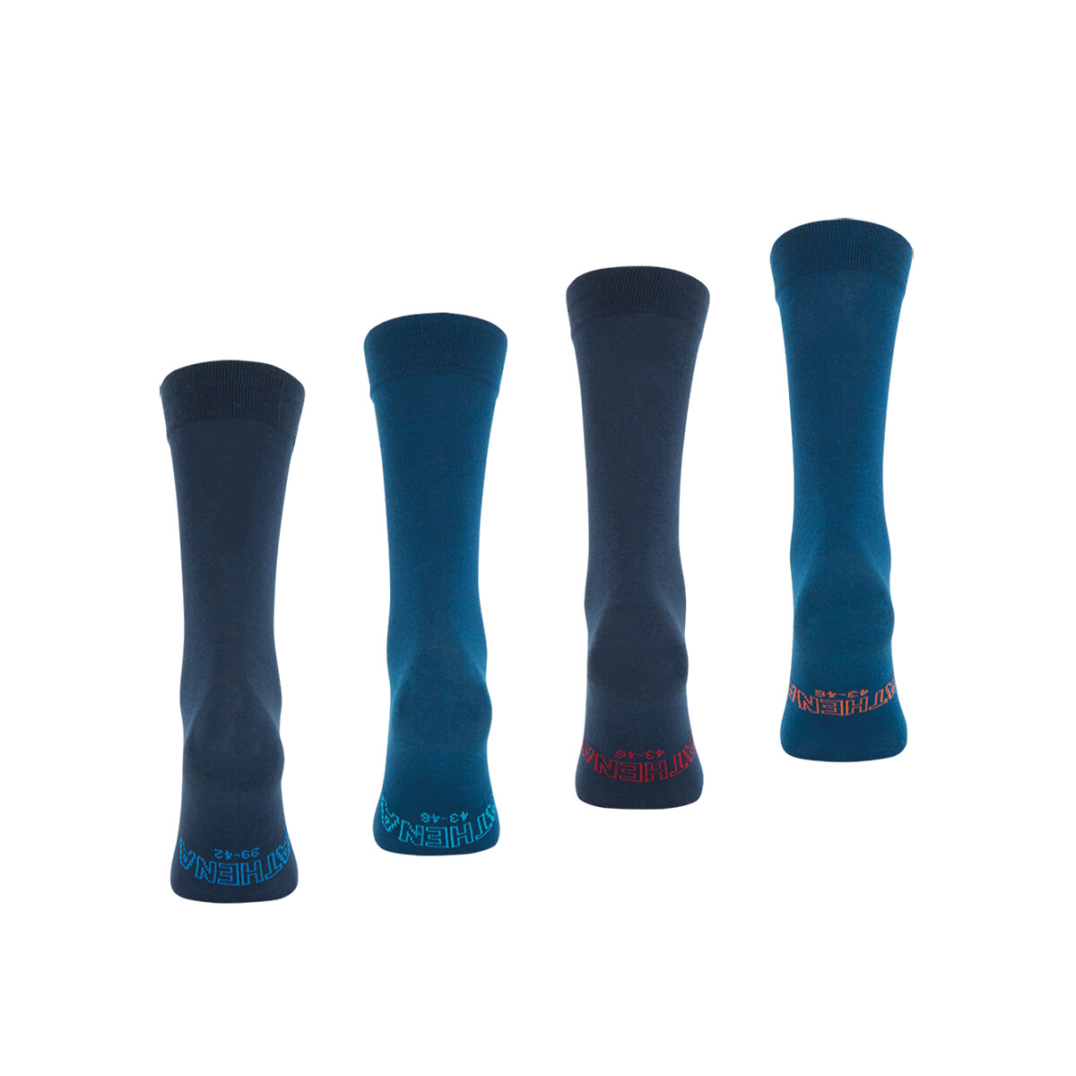 Lot de 4 paires de chaussettes hautes unies bleu, ATHENA