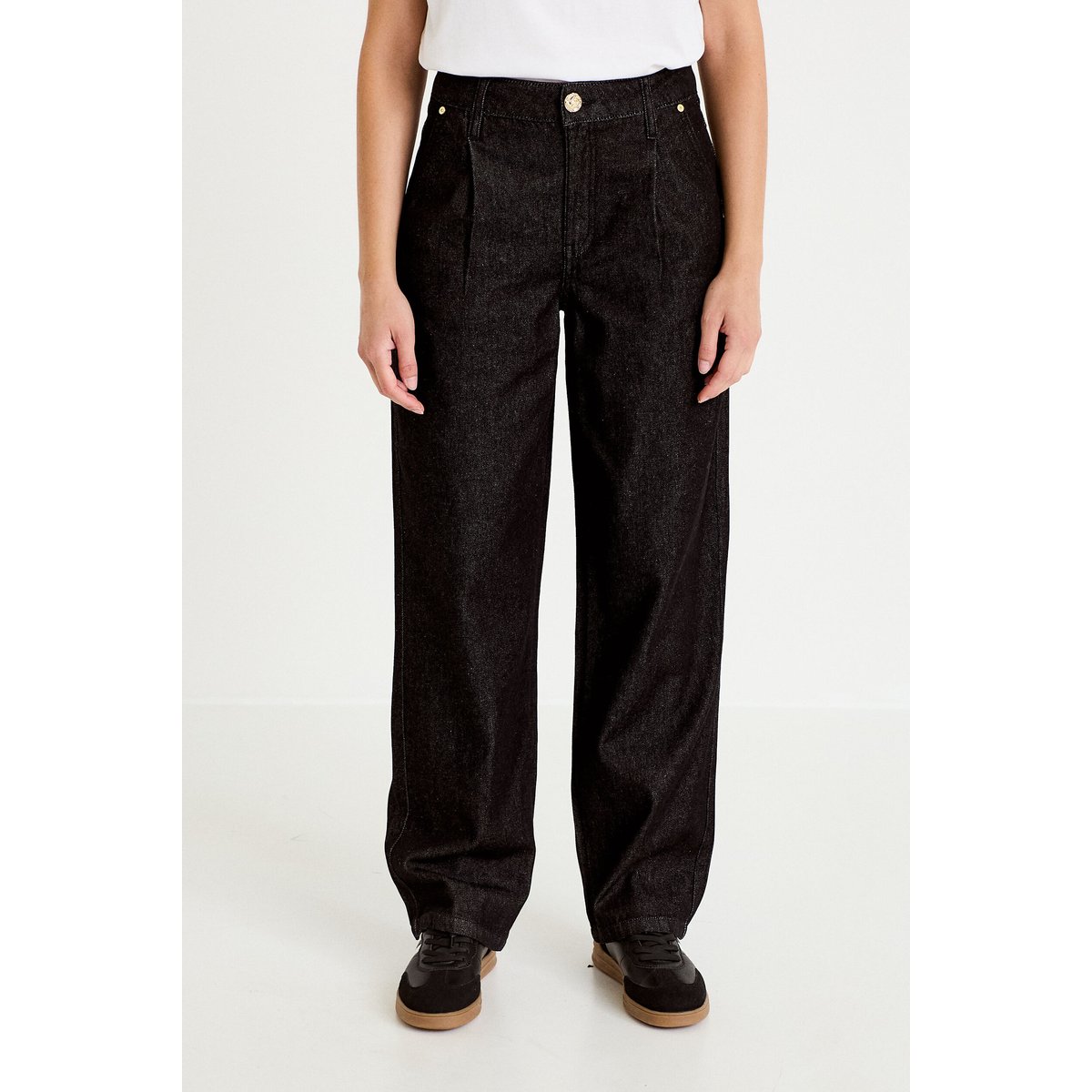Jean wide leg taille haute denim noir, CACHE CACHE