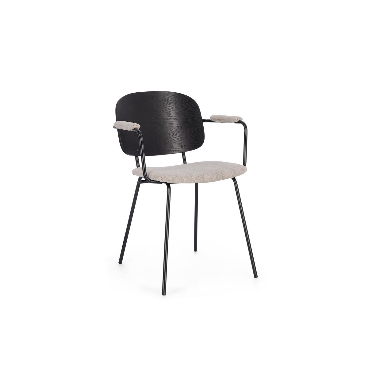 Chaises de salle à manger en bois accoudoirs tissu (lot de 2) - JADE beige, HELLIN, DEPUIS 1862