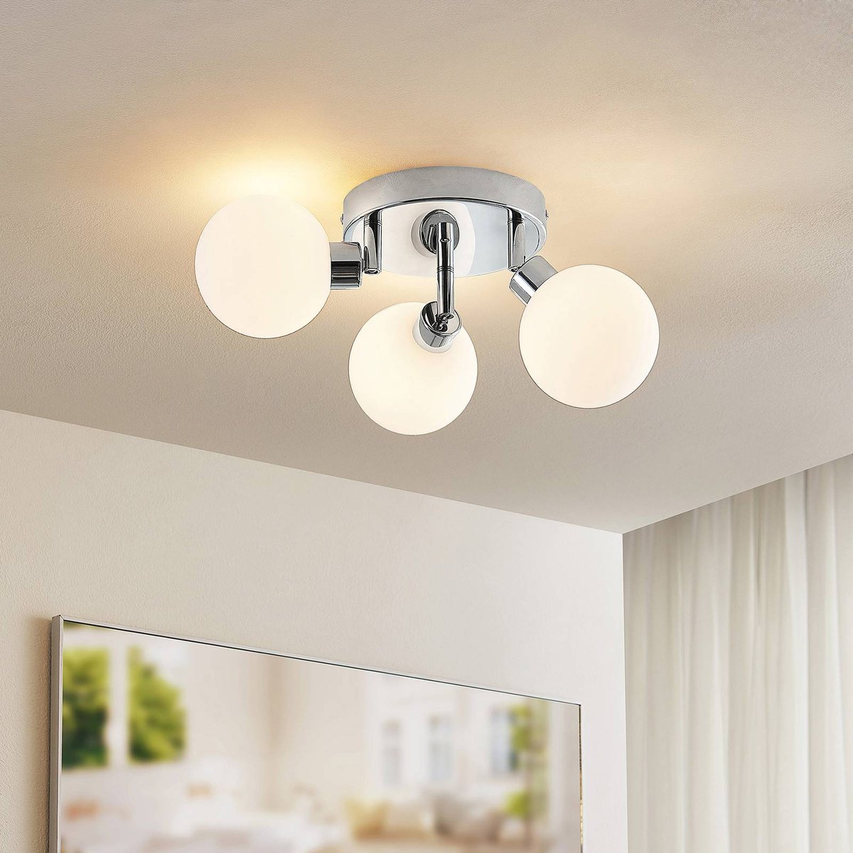 Plafonnier en métal moderne, Zaniba chrome, LINDBY