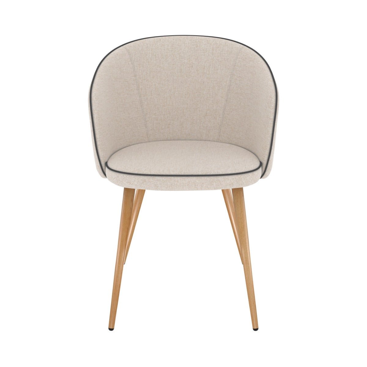 Lot de 2 chaises en tissu et pieds en métal - CHIARA beige, pieds bois clair, MAISON PAVANE