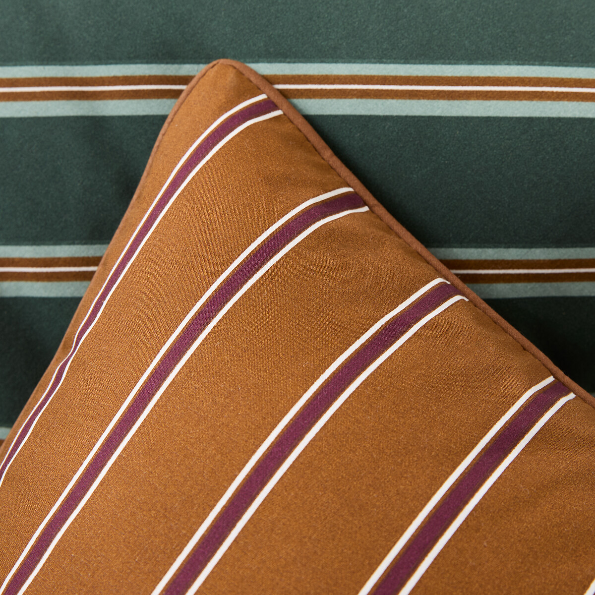 Georgio Cotton Satin Pillowcase brown stripes, LA REDOUTE INTERIEURS